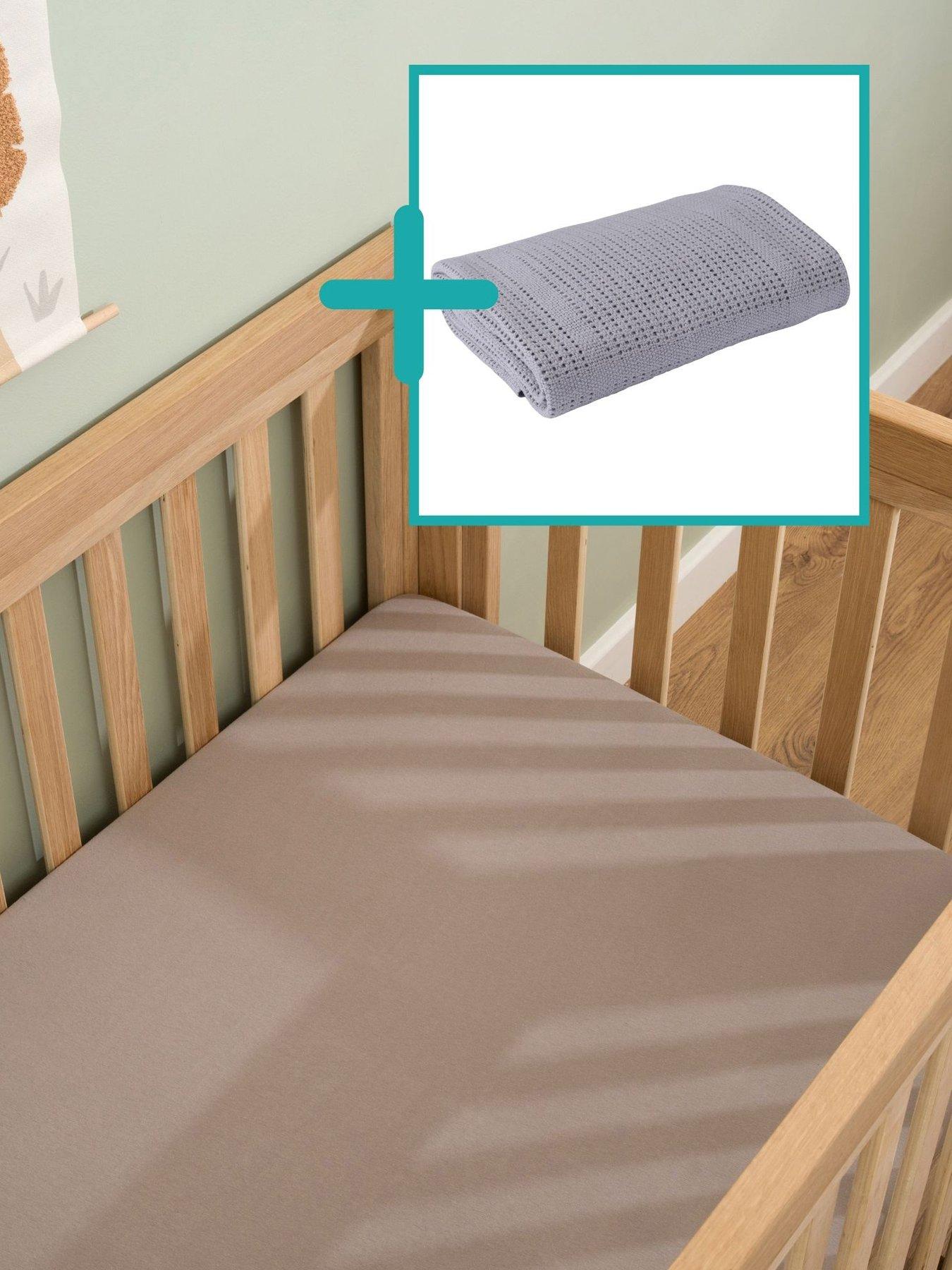 Clair De Lune Cot Bed Sheets  &  Cellular Blanket - Grey