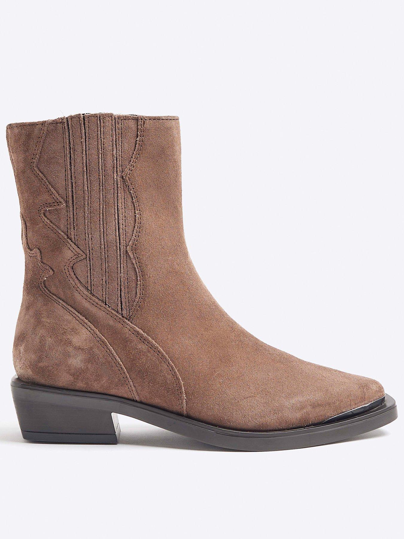 undefined Chelsea Western Ankle Boots - Beige