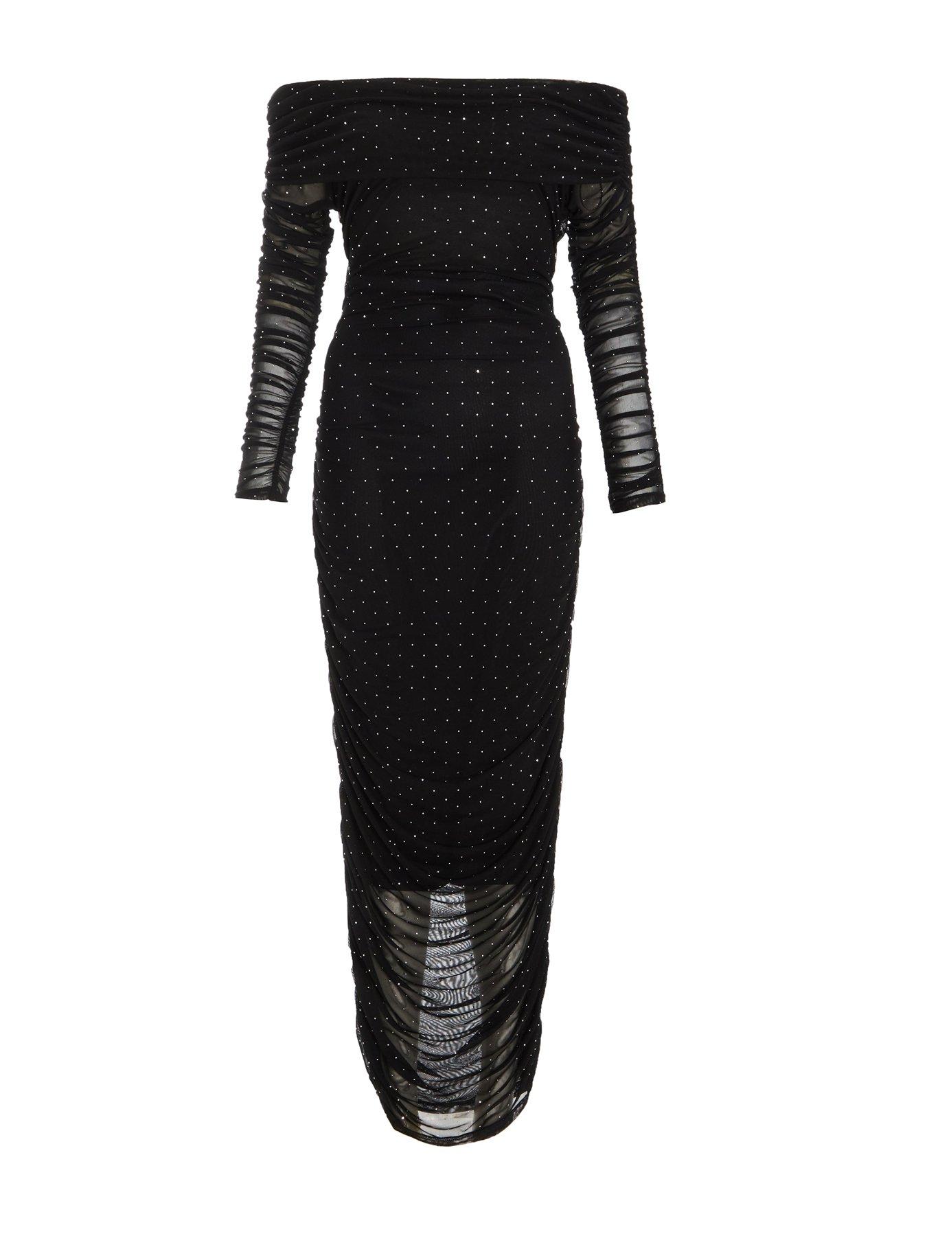 midi professional dress Zapaka Women Black Work Dress Pencil Midi Peak Lapel Business Dress with Sleeves, Black / US12