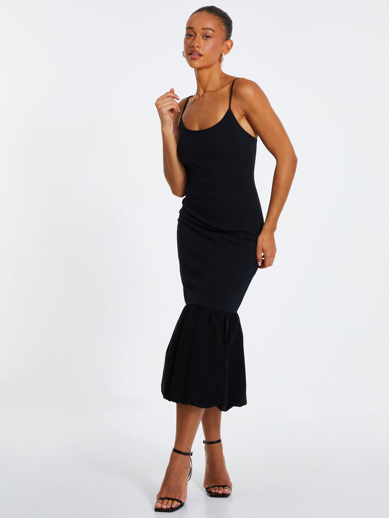 Image 1 of 6 of Quiz Puff Ball Midi Dress - Black