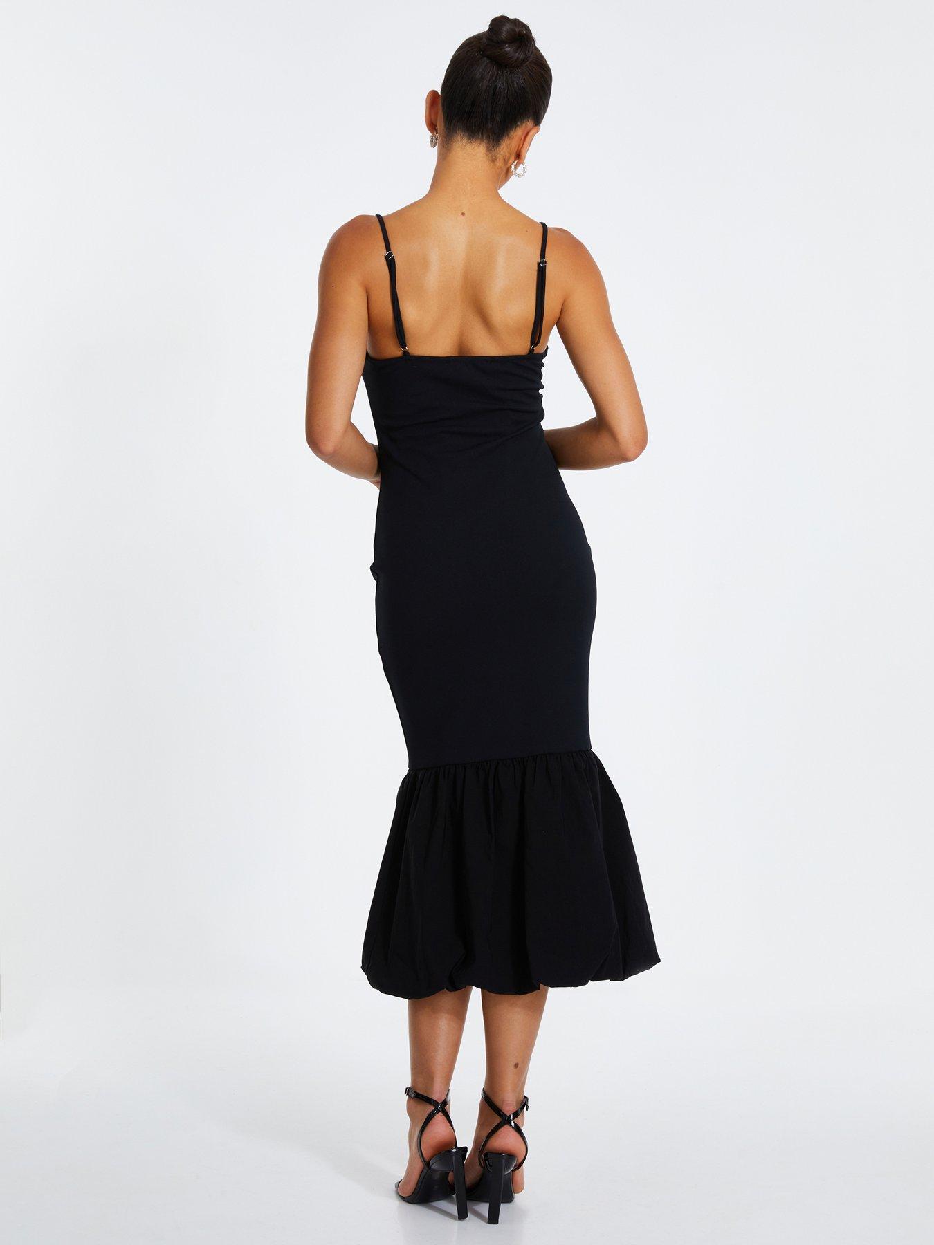 Image 2 of 6 of Quiz Puff Ball Midi Dress - Black