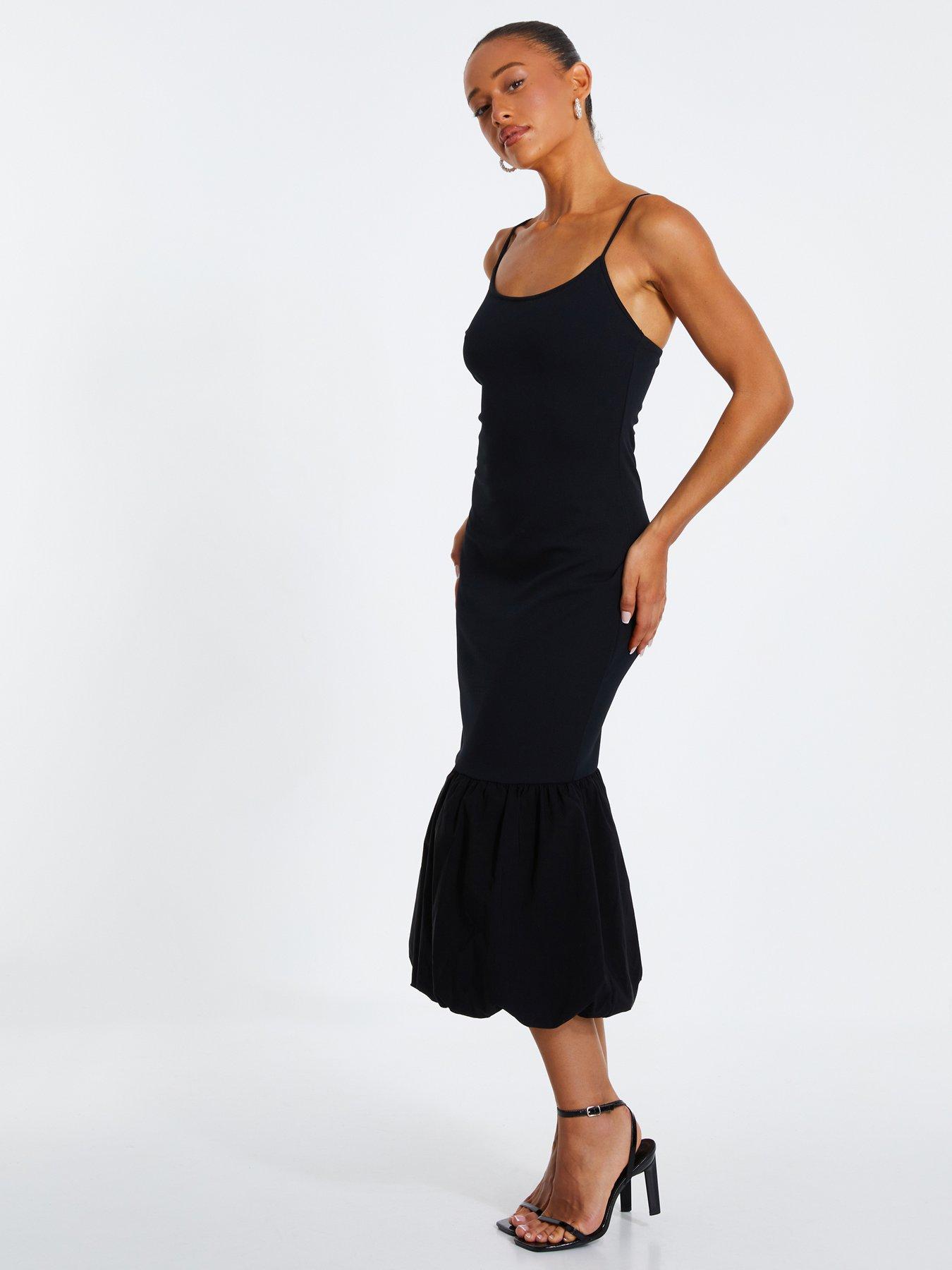 Image 3 of 6 of Quiz Puff Ball Midi Dress - Black