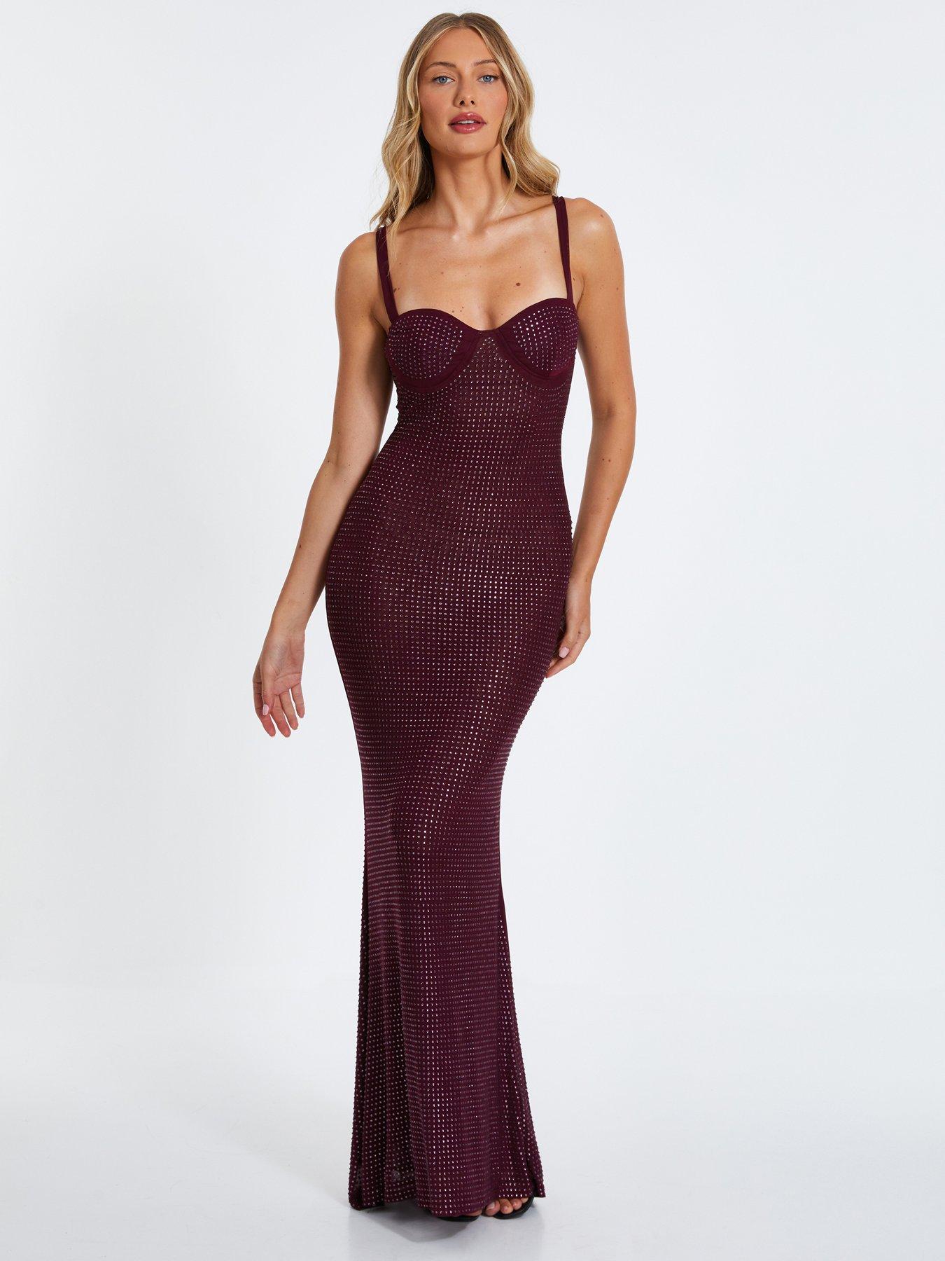 Quiz burgundy maxi dress hotsell