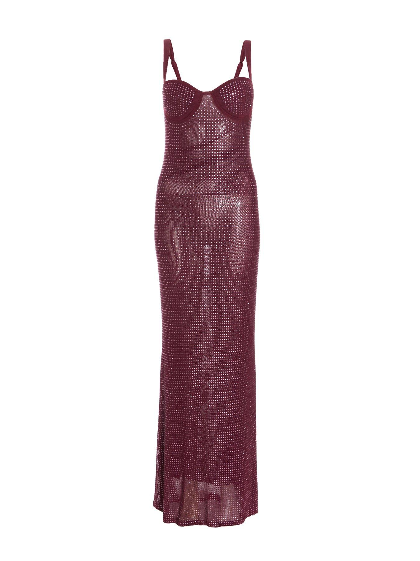 Quiz Berry Embellished Maxi Dress Very