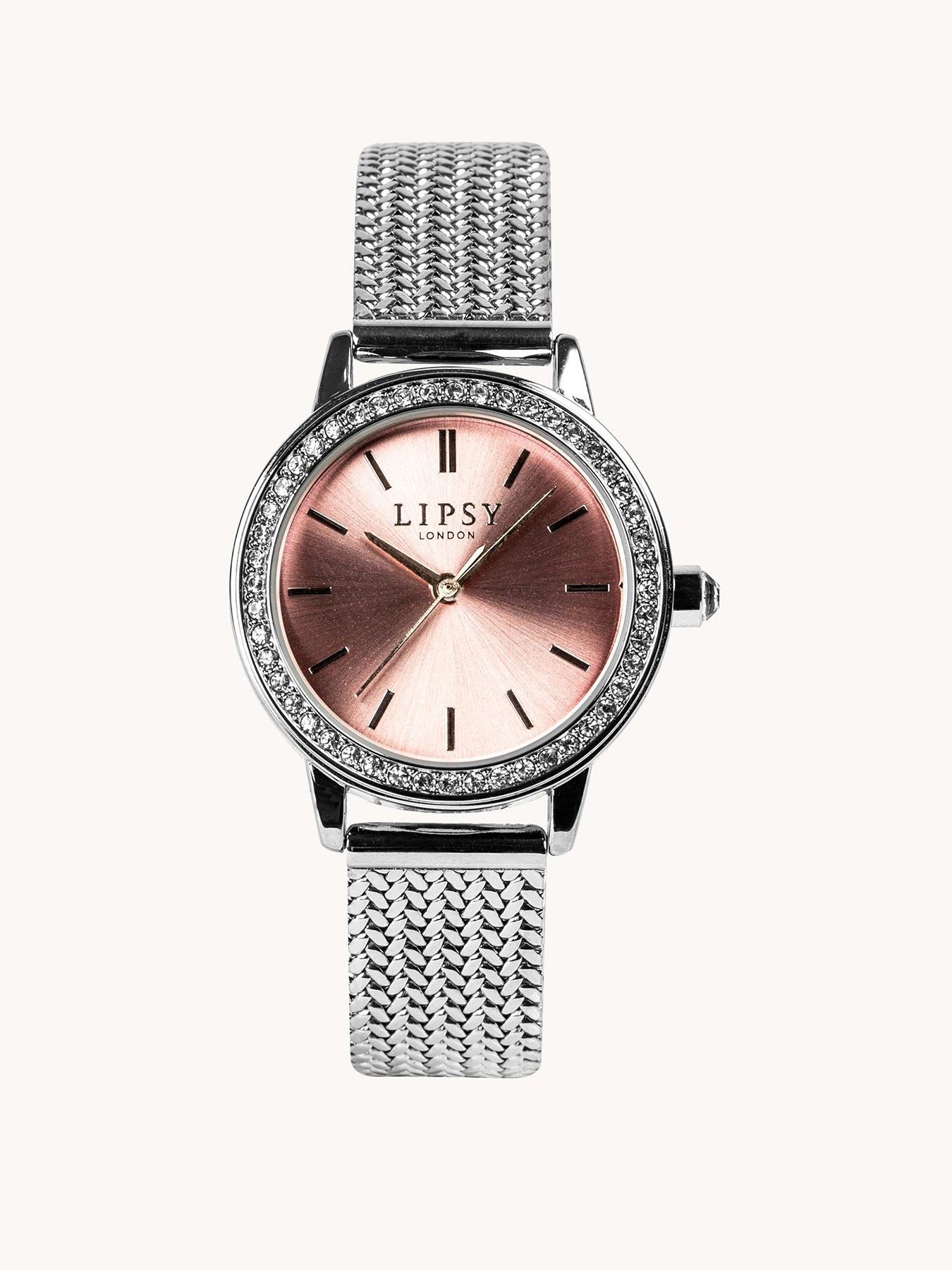 Product photograph of Lipsy Silver Chain Watch from very.co.uk