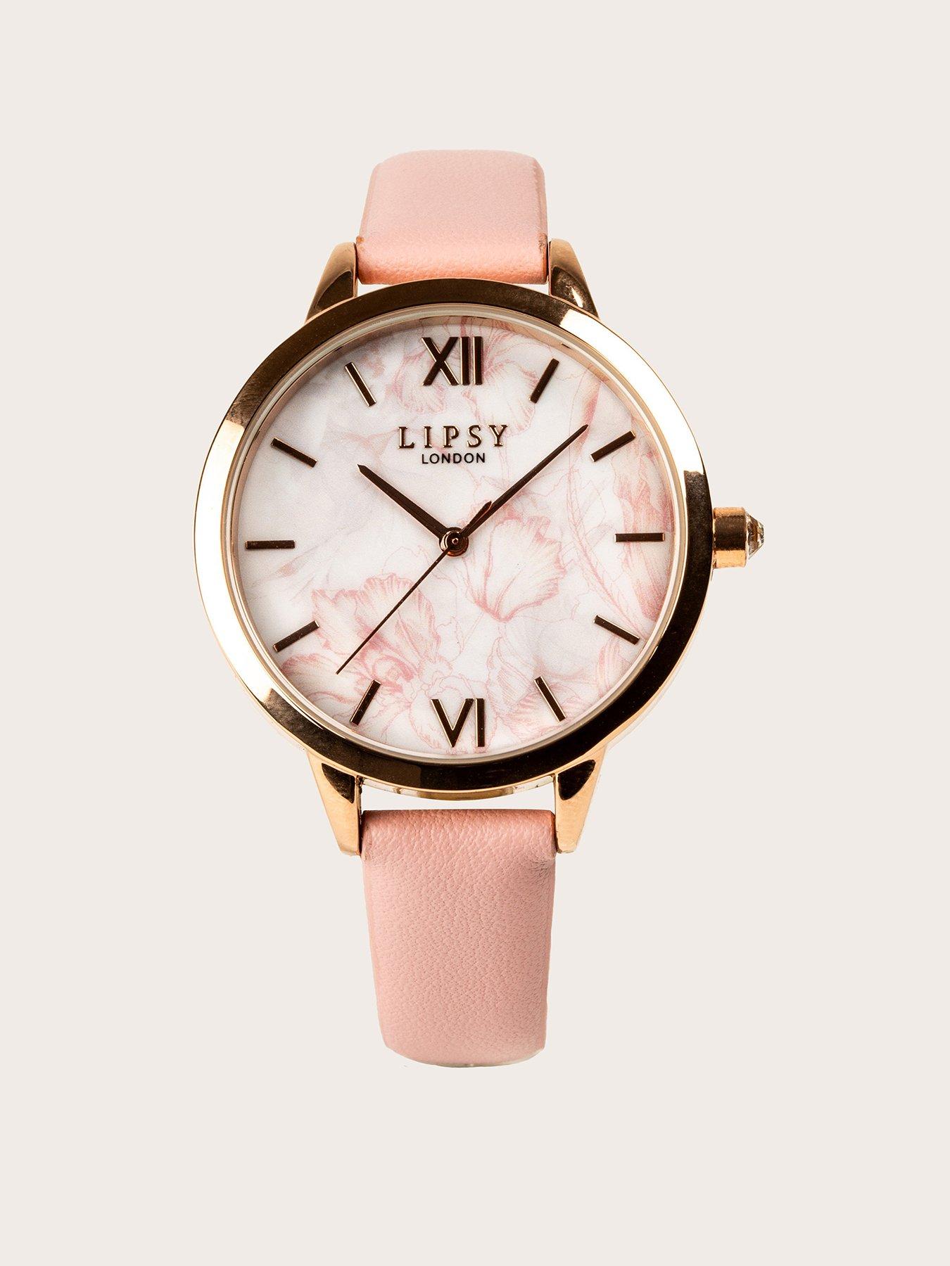 Product photograph of Lipsy Nude Strap Floral Watch from very.co.uk