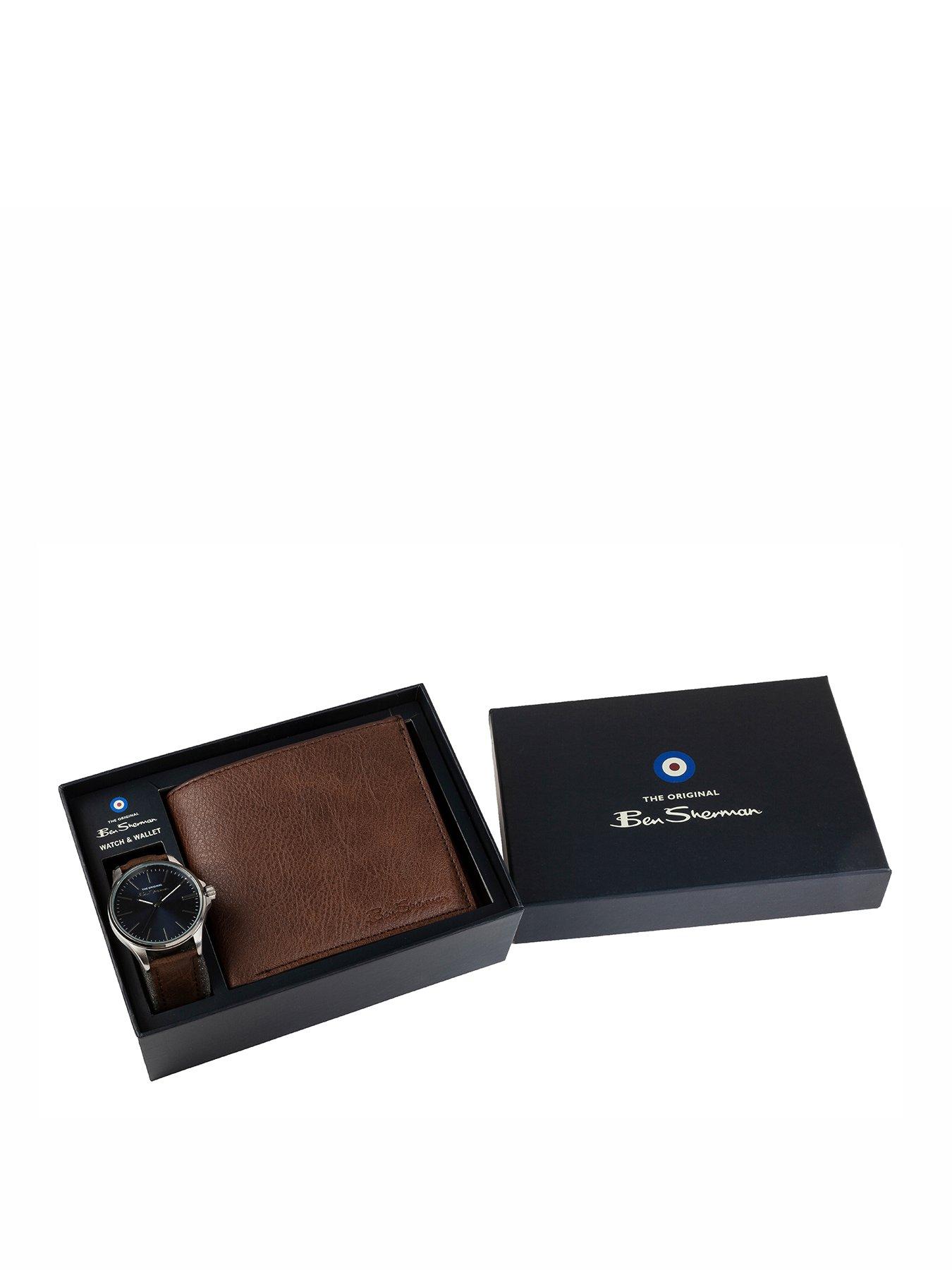 Product photograph of Ben Sherman Brown Pu Strap Watch With Dark Navy Dial from very.co.uk