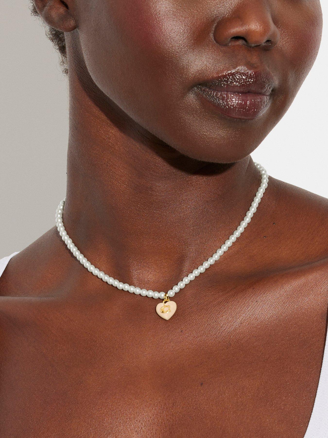Image 3 of 4 of COACH Resin Heart Pearl Choker