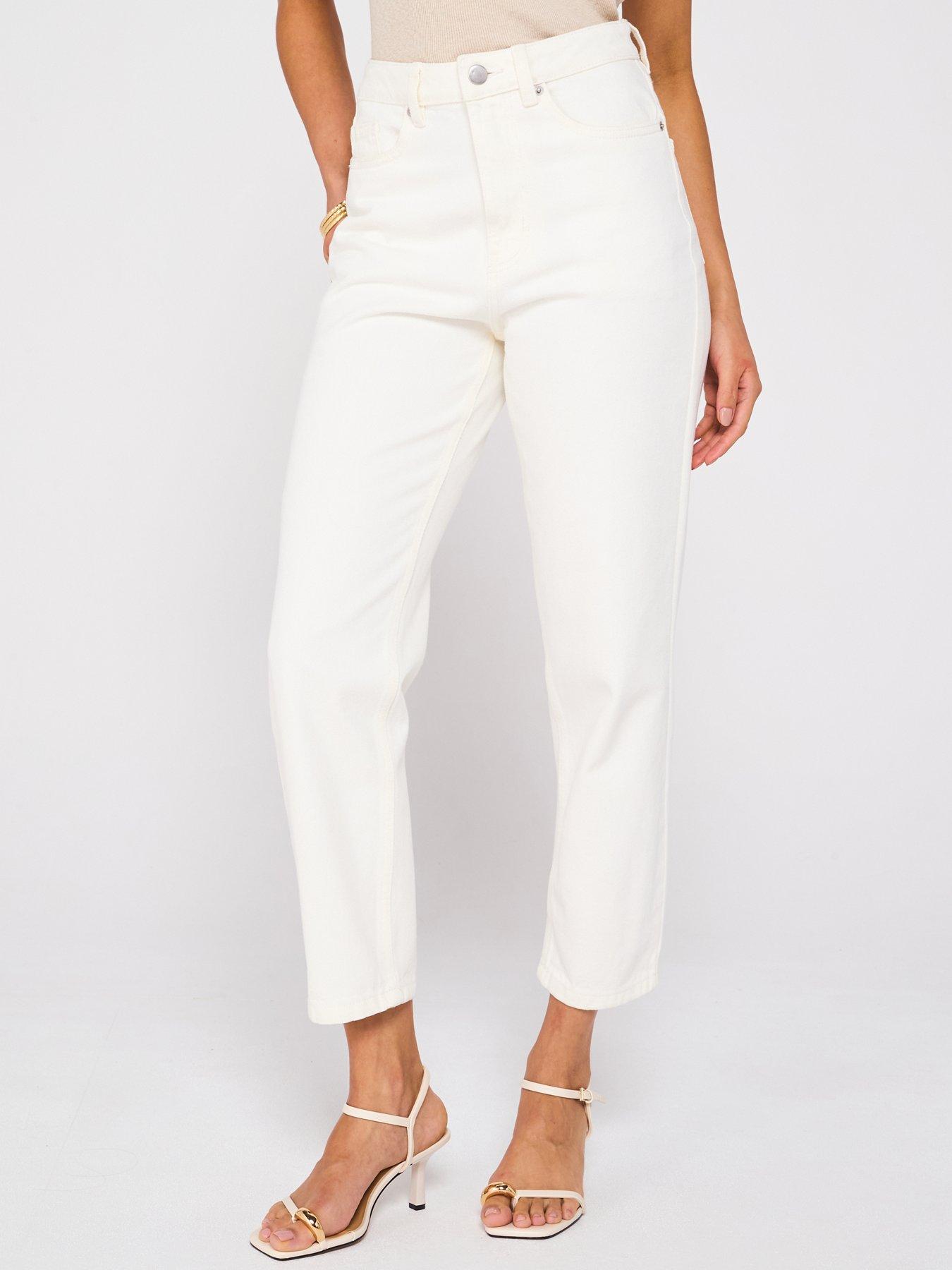 V by Very High Waist Mom Jeans Ecru Very