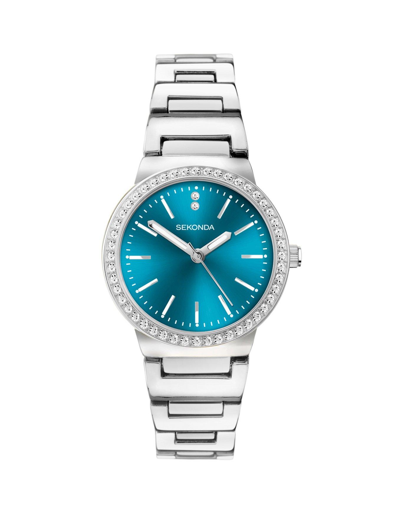 Product photograph of Sekonda Womens Amelia Silver Alloy Bracelet With Blue Dial Analogue Watch from very.co.uk