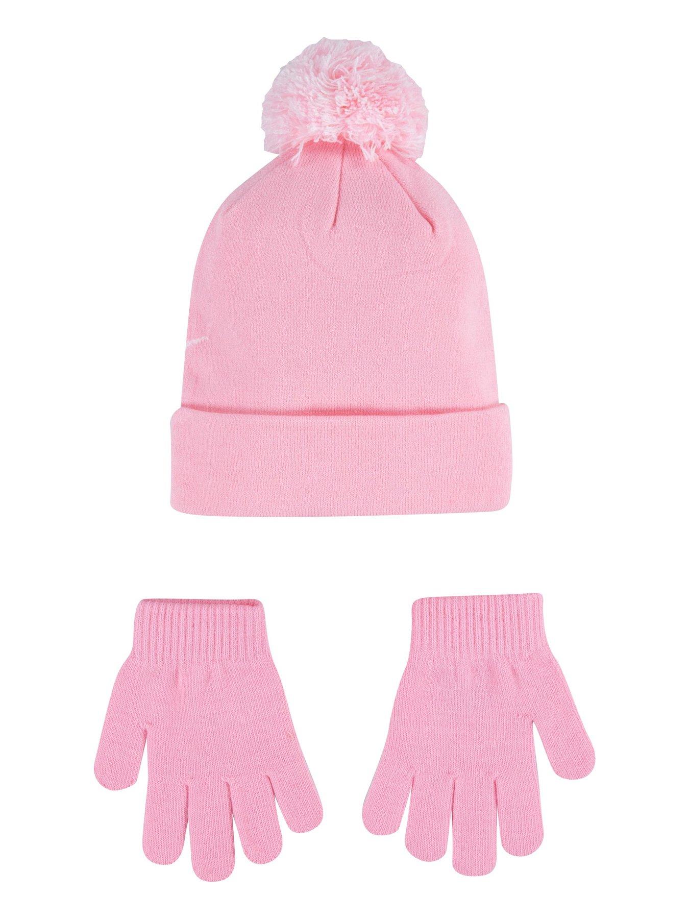 Image 2 of 2 of Nike Kids Girls Swoosh Pom Beanie Glove Set - Pink