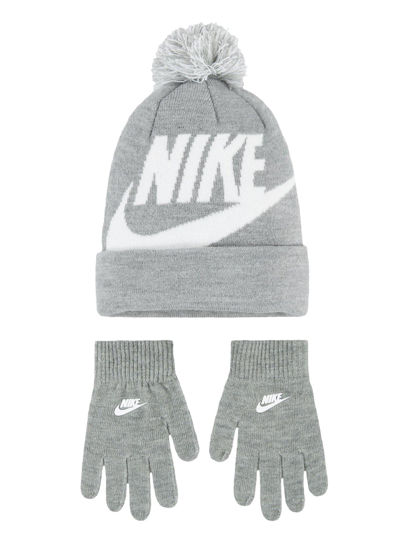 Image 2 of 2 of Nike Juniors Boys Swoosh Pom Beanie Glove Set - Dark Grey