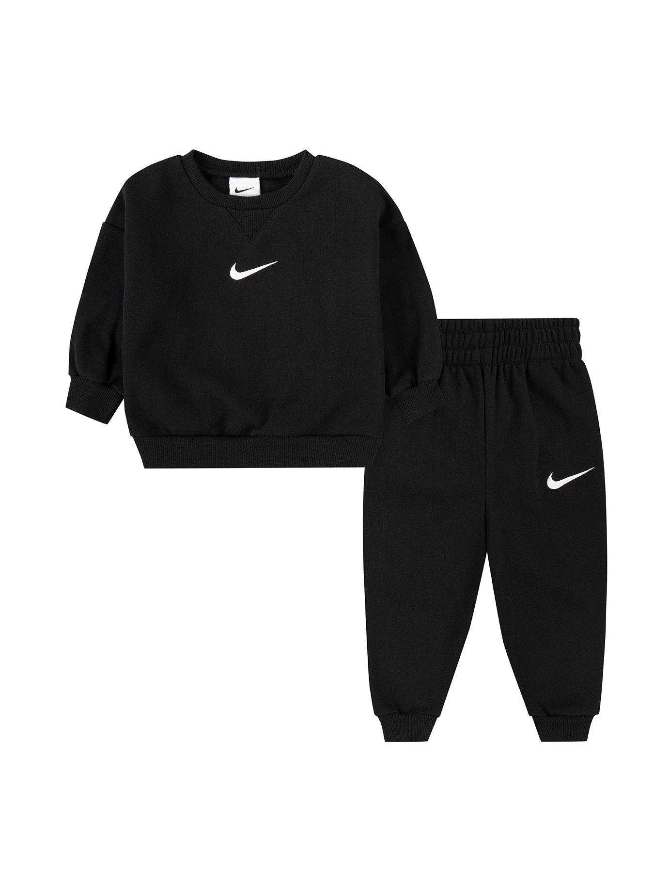 undefined Infants  Essential Fleece Crew Tracksuit - Black