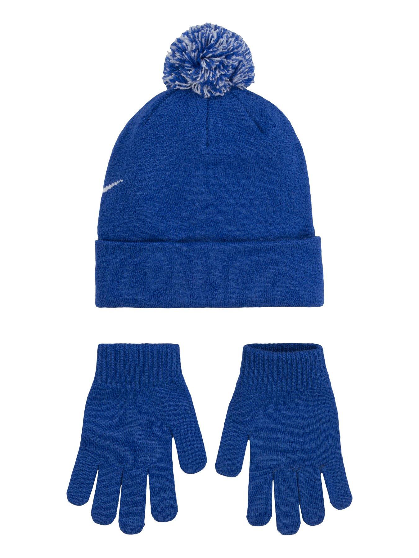Image 2 of 3 of Nike Juniors Boys Swoosh Pom Beanie Glove Set - Blue