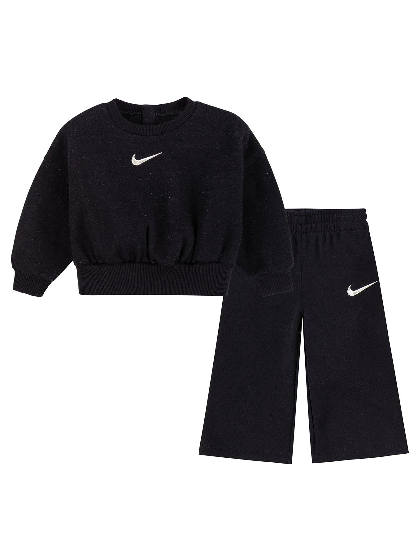 undefined Infants Girls Shine Crew Pant Tracksuit - Black