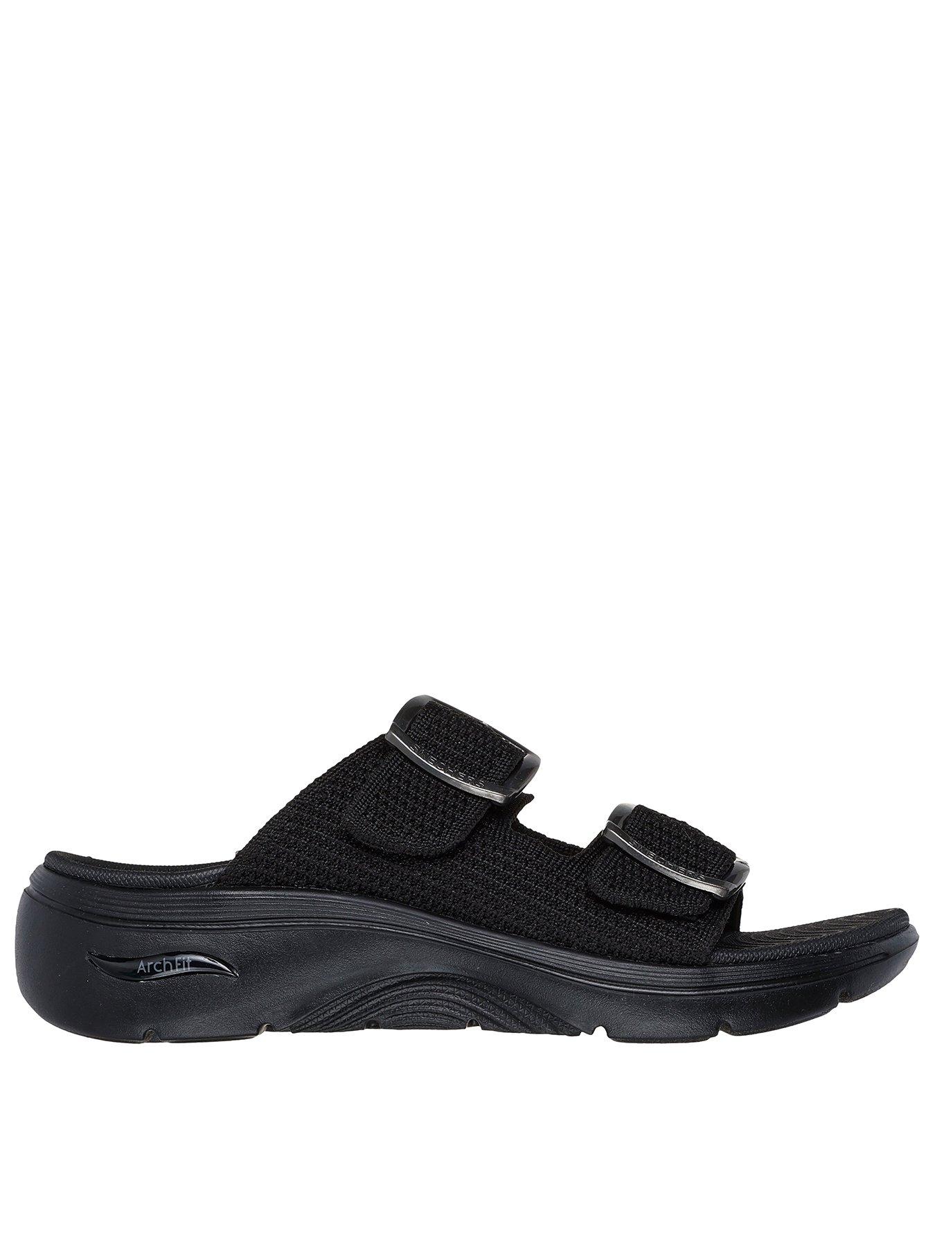 undefined Go Walk Arch Fit 2.0 Sandal Destined Quick-dry Finished Knit Double Band Slide W/ Buckle - Black