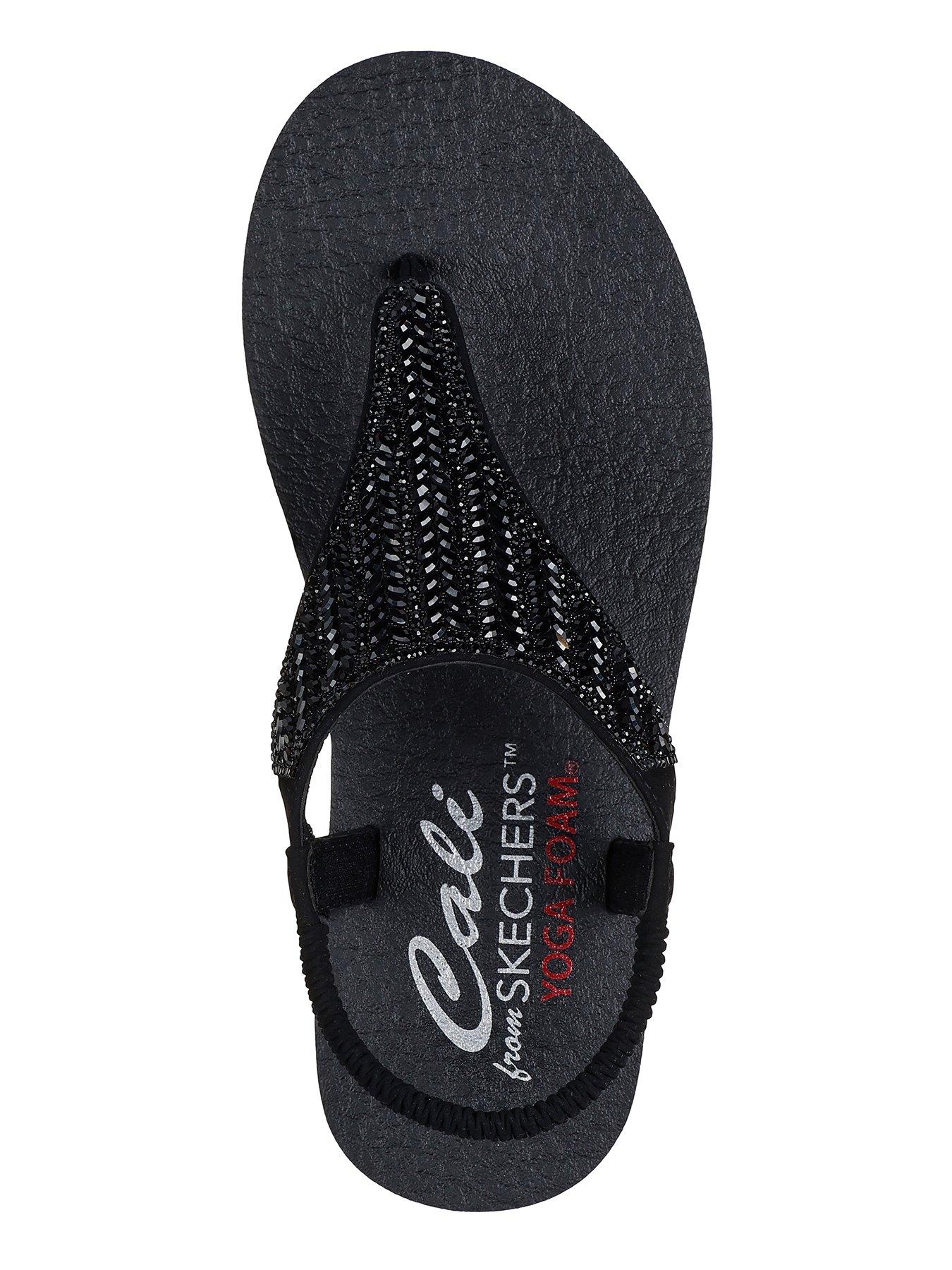 Image 3 of 5 of Skechers Meditation Glamorous Muse Oval Gem Sling Back Sandal - Black Mitobuck/rhinestone Trim