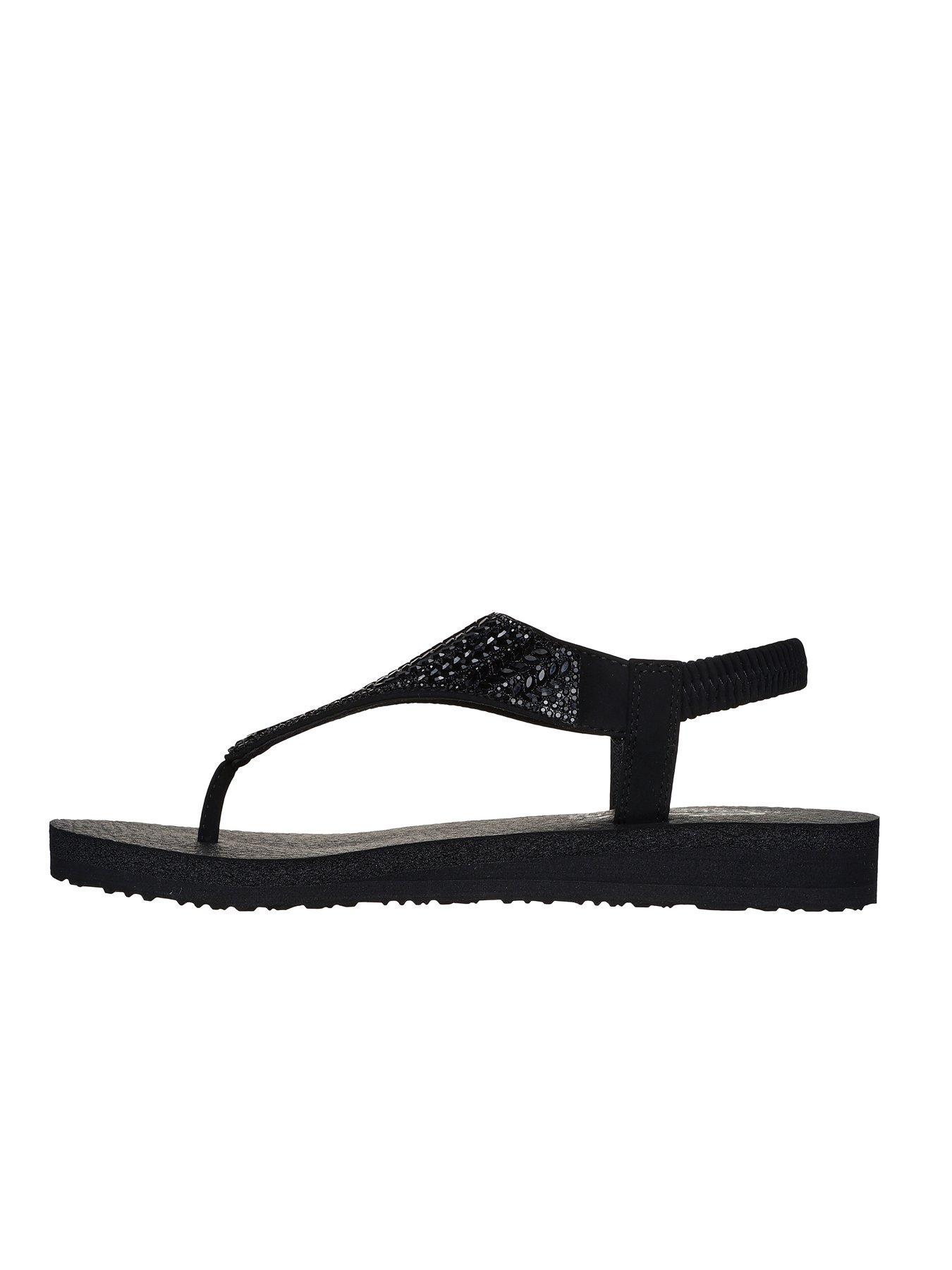 Image 5 of 5 of Skechers Meditation Glamorous Muse Oval Gem Sling Back Sandal - Black Mitobuck/rhinestone Trim