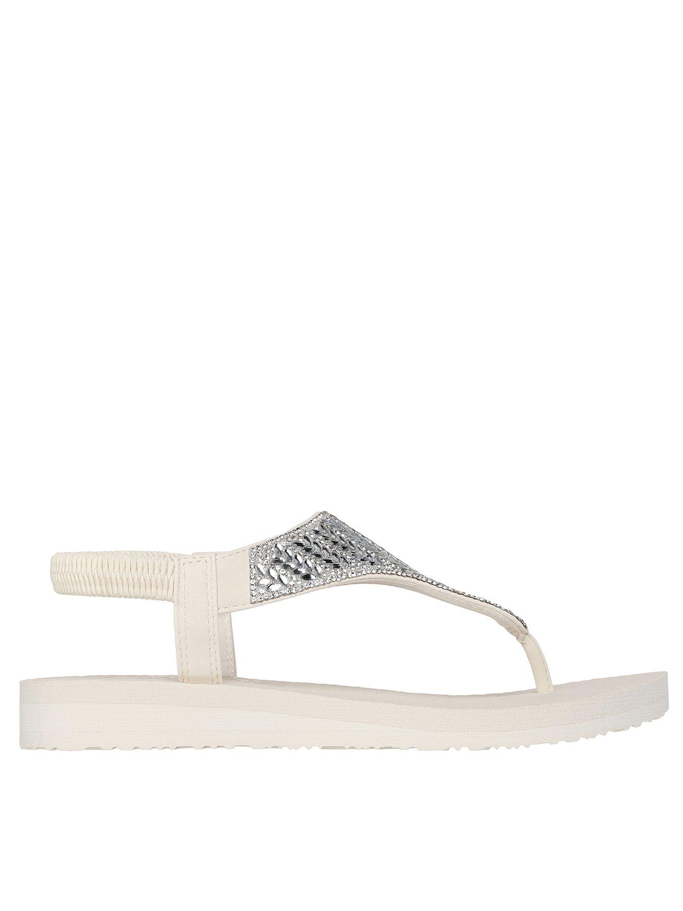 Image of Skechers Meditation Glamorous Muse Oval Gem Sling Back Sandal - Off White