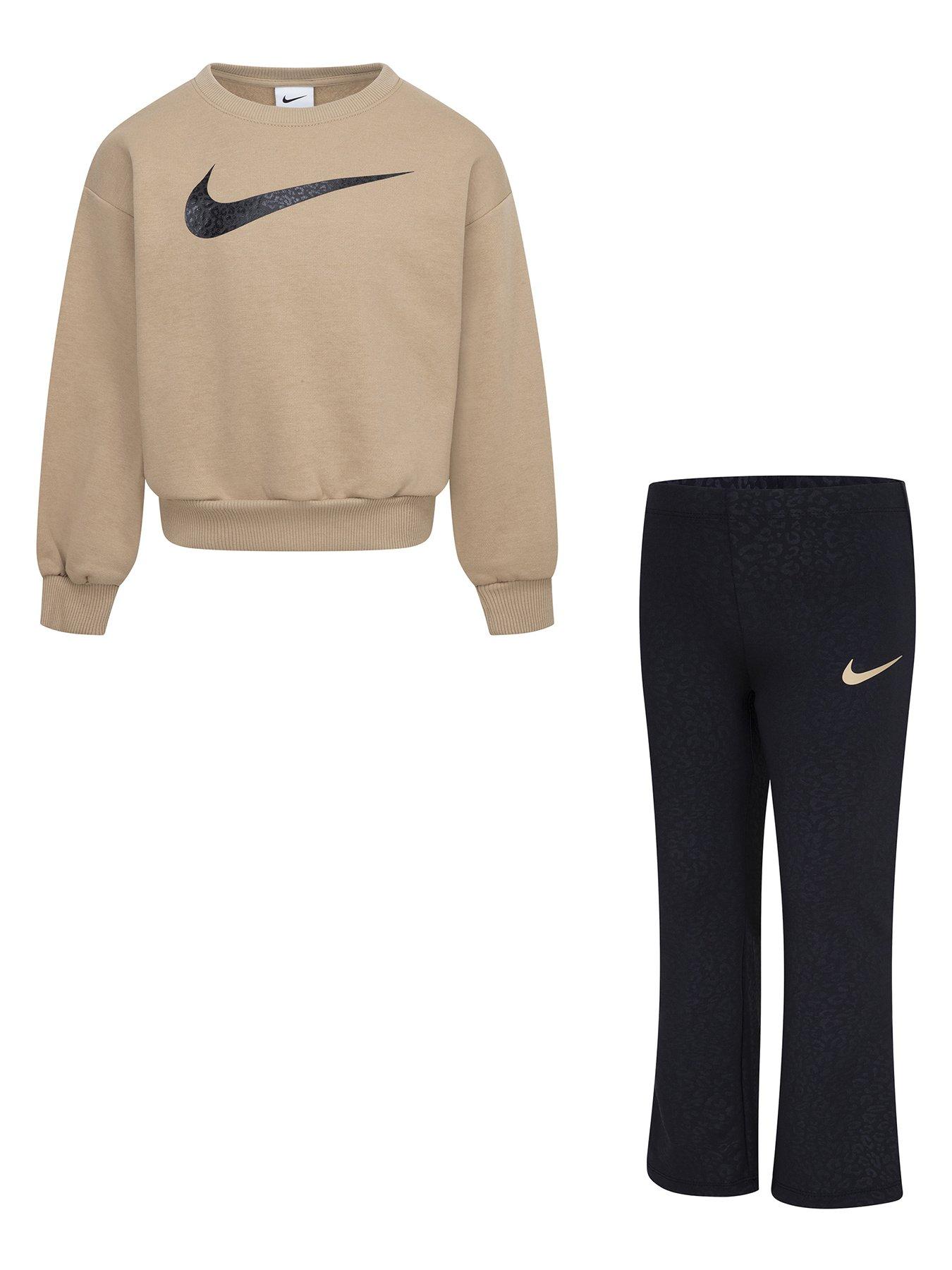 undefined Kids Girls Swoosh Spirit Legging Tracksuit - Black