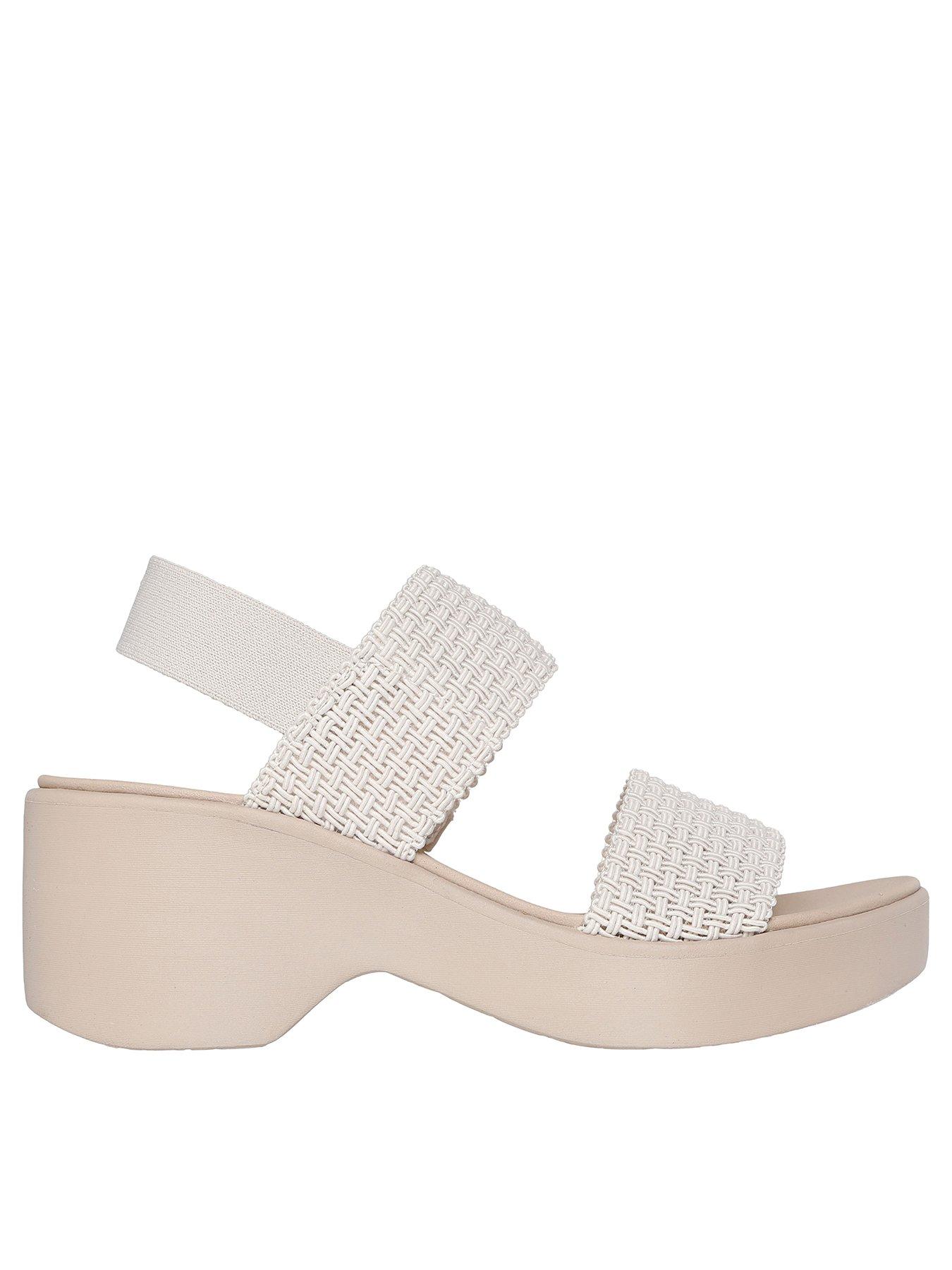undefined Cali Day Woven Stretch Double Band Sling Back Heeled Sandal - Off White Woven Gore