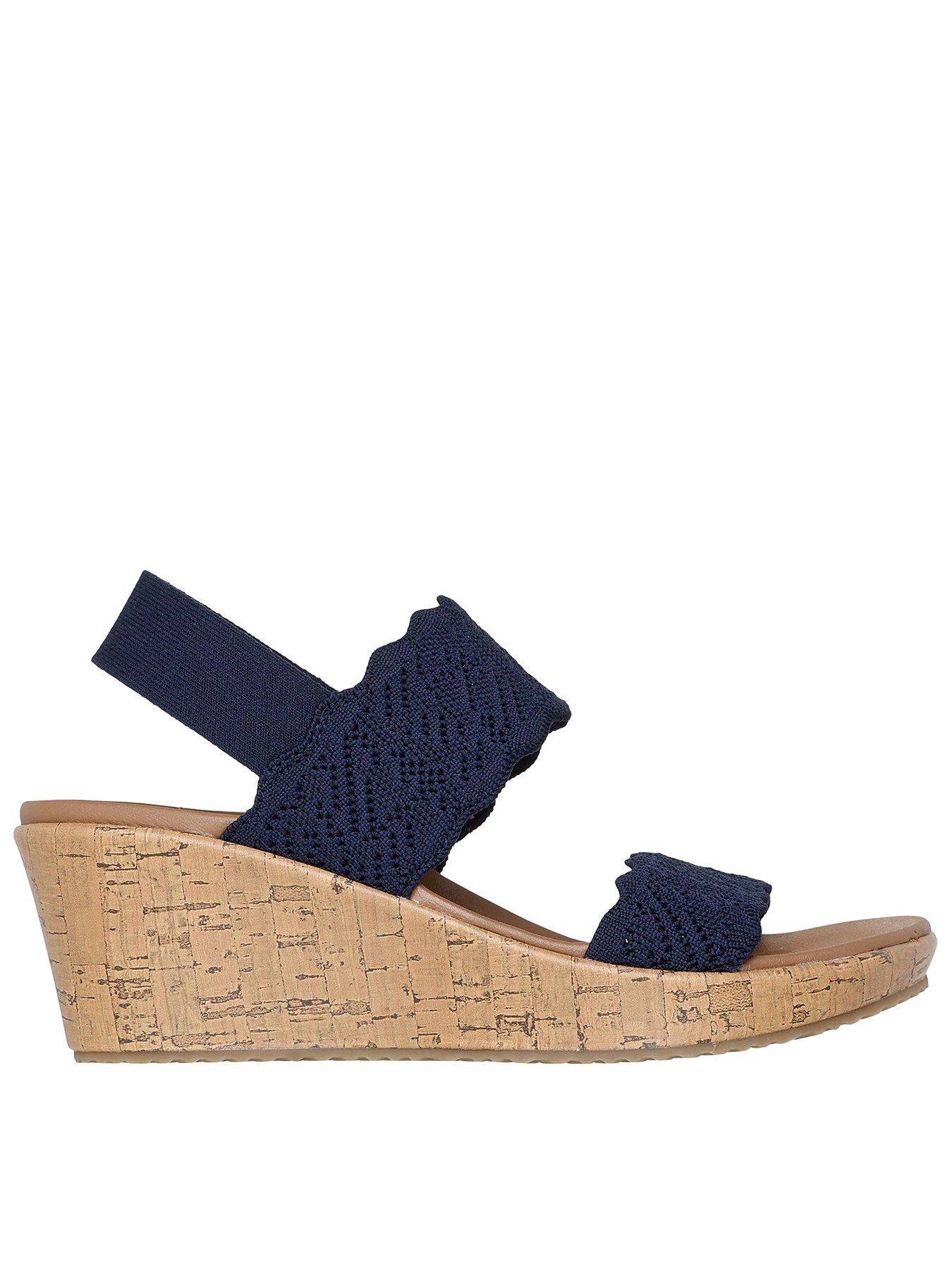 undefined Beverlee Timeless Touch Crochet Scallop Sling Back Sandal - Navy Crochet Knit
