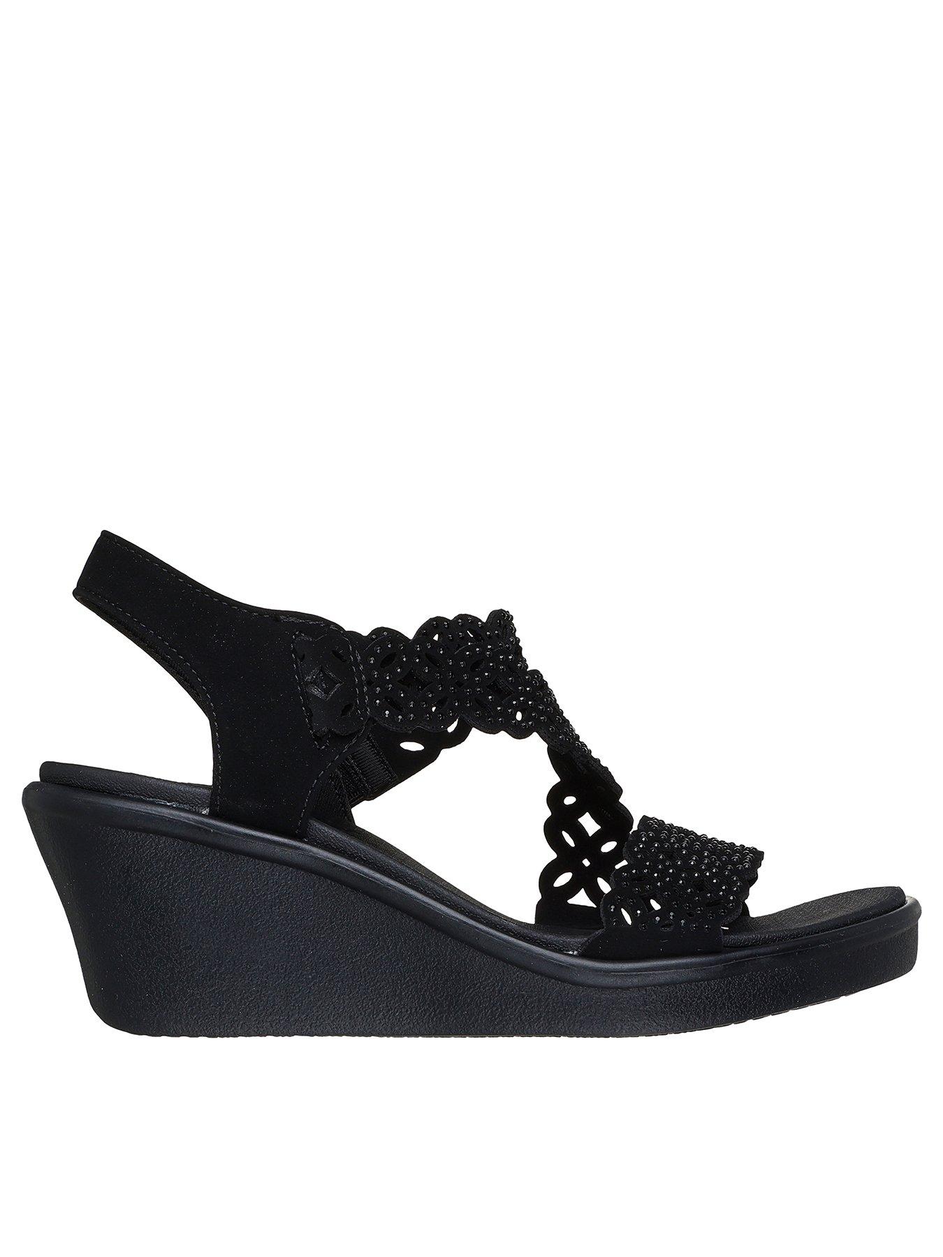 undefined Rumble On Sassier Dayz Floral Rhinestone Wedge Slingback Sandal - Black Mitobuck/rhinestone Trim