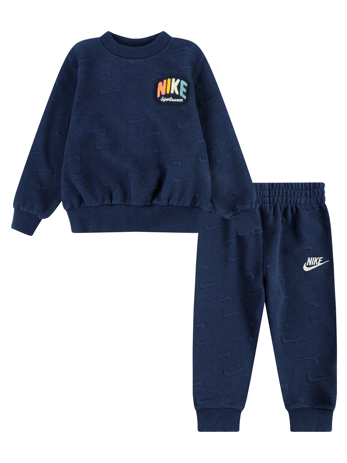 undefined Kids Boys Powder Play Jacquard Crew Tracksuit - Navy