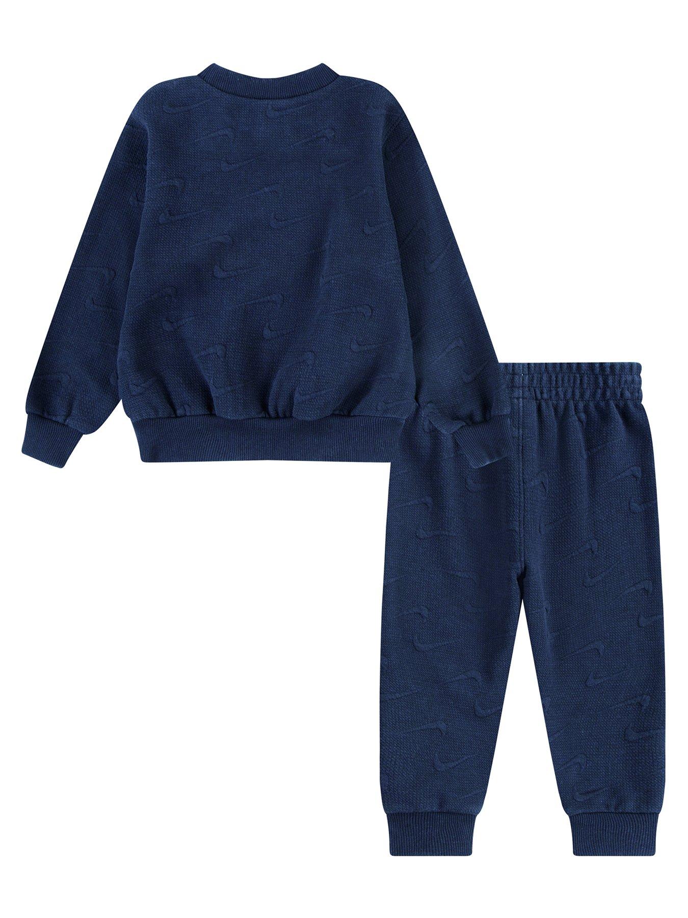 Image 2 of 4 of Nike Kids Boys Powder Play Jacquard Crew Tracksuit - Navy