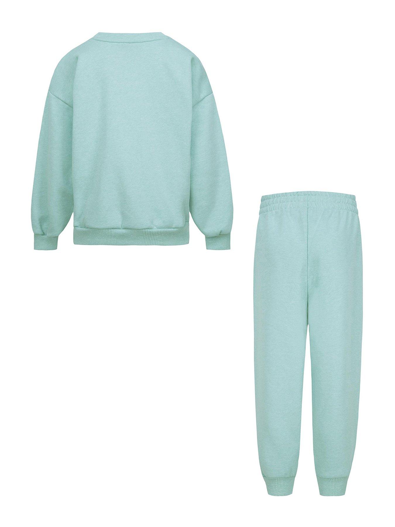 Image 2 of 4 of Nike Kids Essential Fleece Crew Tracksuit - Green