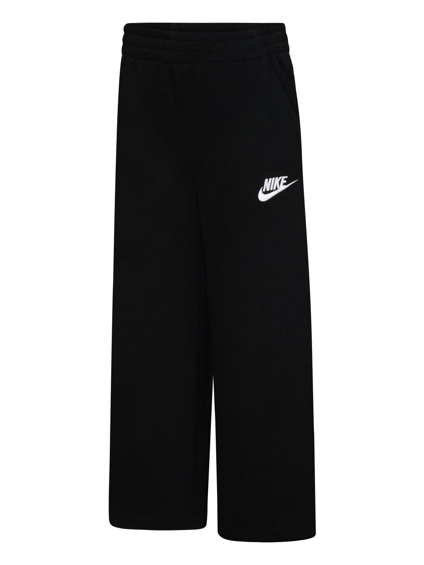 Nike Kids Girls Club Fleece Wide Leg Joggers Black Very