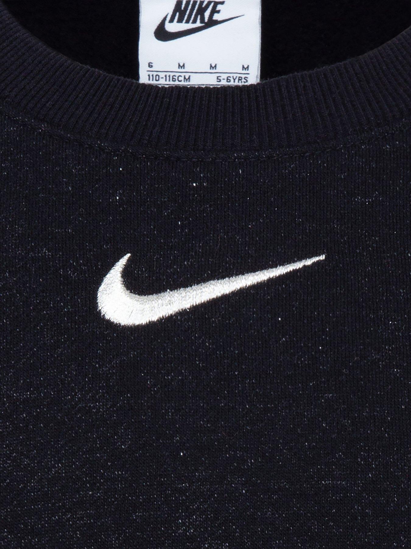 Image 4 of 4 of Nike Kids Girls Shine Crew Pant Tracksuit - Black