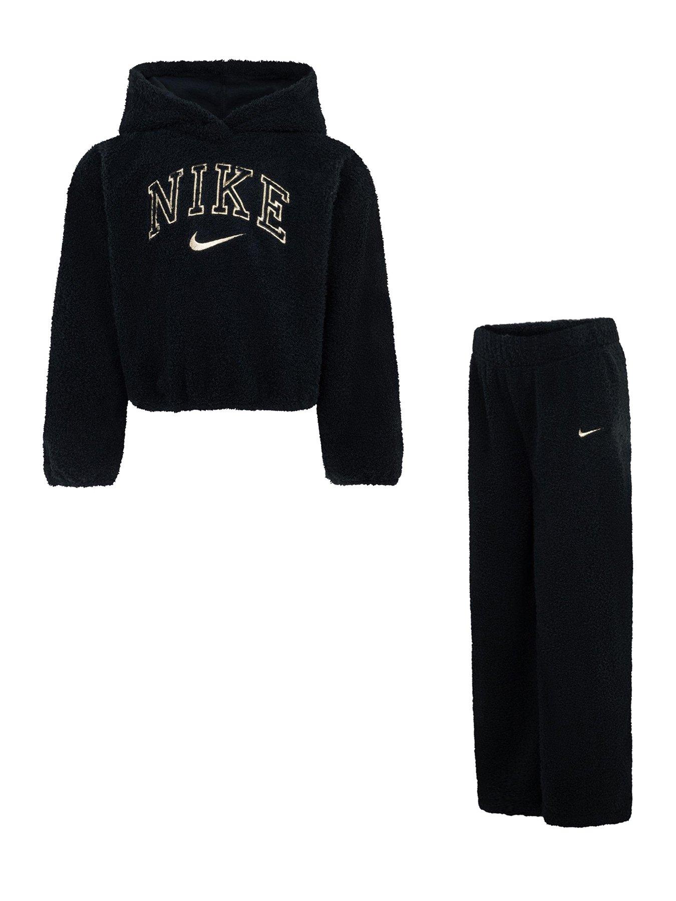 undefined Kids Girls Swoosh Spirit Teddy Tracksuit - Black