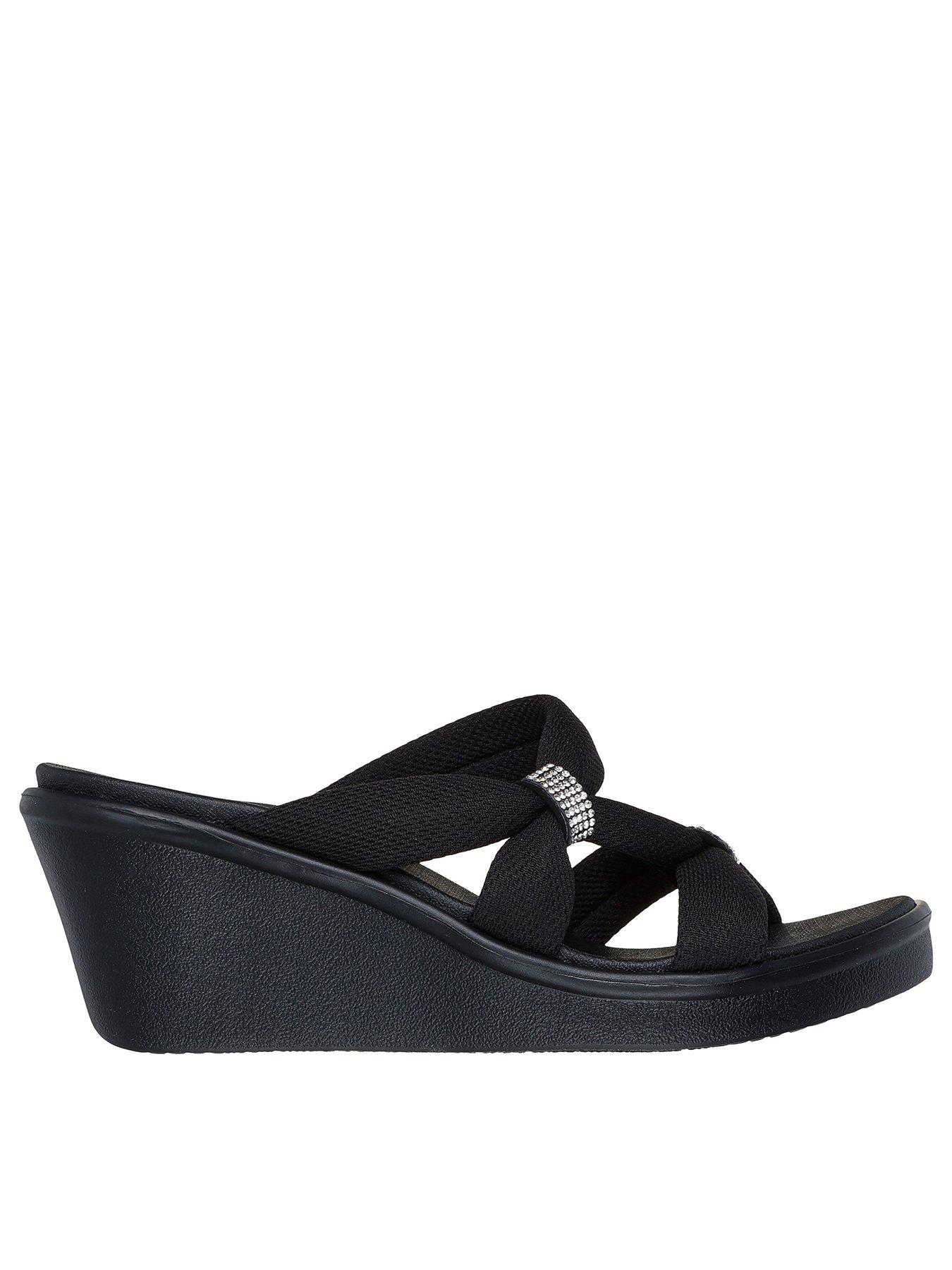 undefined Rumble On Rhinestone Bow Wedge Sandal - Black Mesh