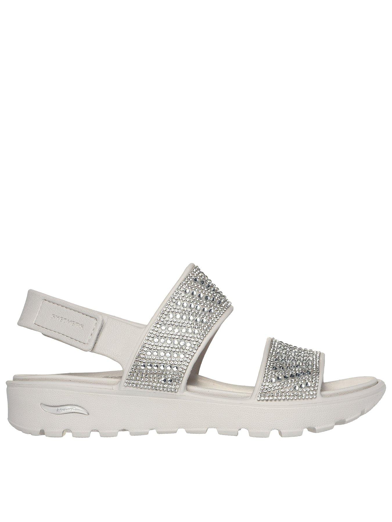 Skechers Arch Fit Footsteps Enchant Molded Double Band Slingback Sandal - Natural