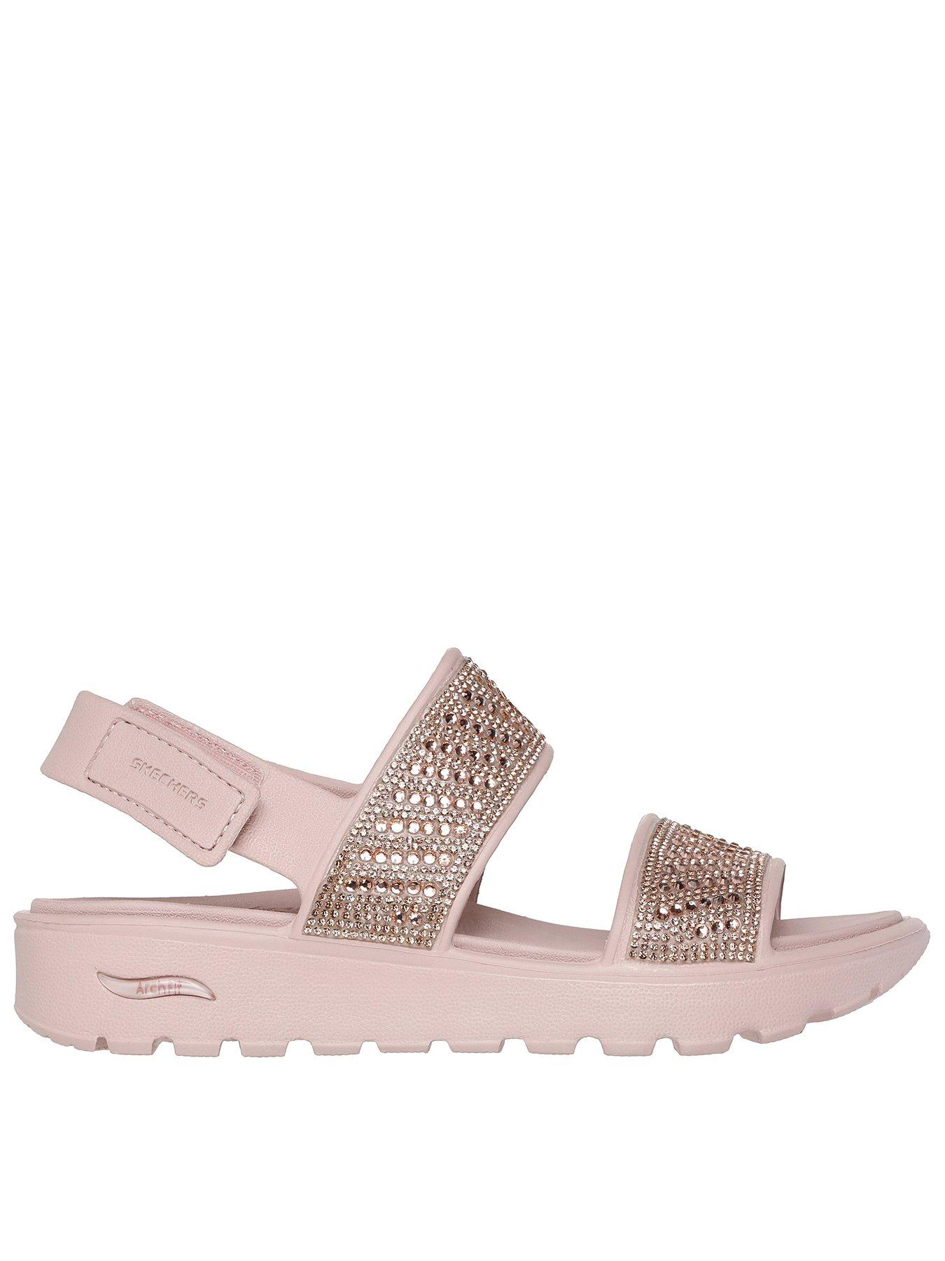 Image of Skechers Arch Fit Footsteps Enchant Molded Double Band Slingback Sandal W/rhinestones - Rose