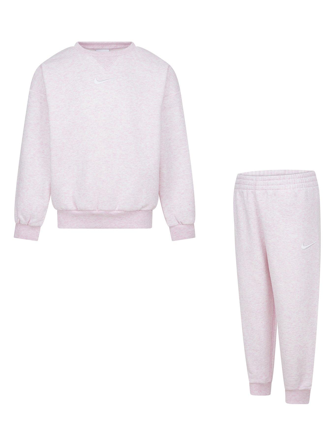 undefined Kids Essential Fleece Crew Tracksuit - Pink