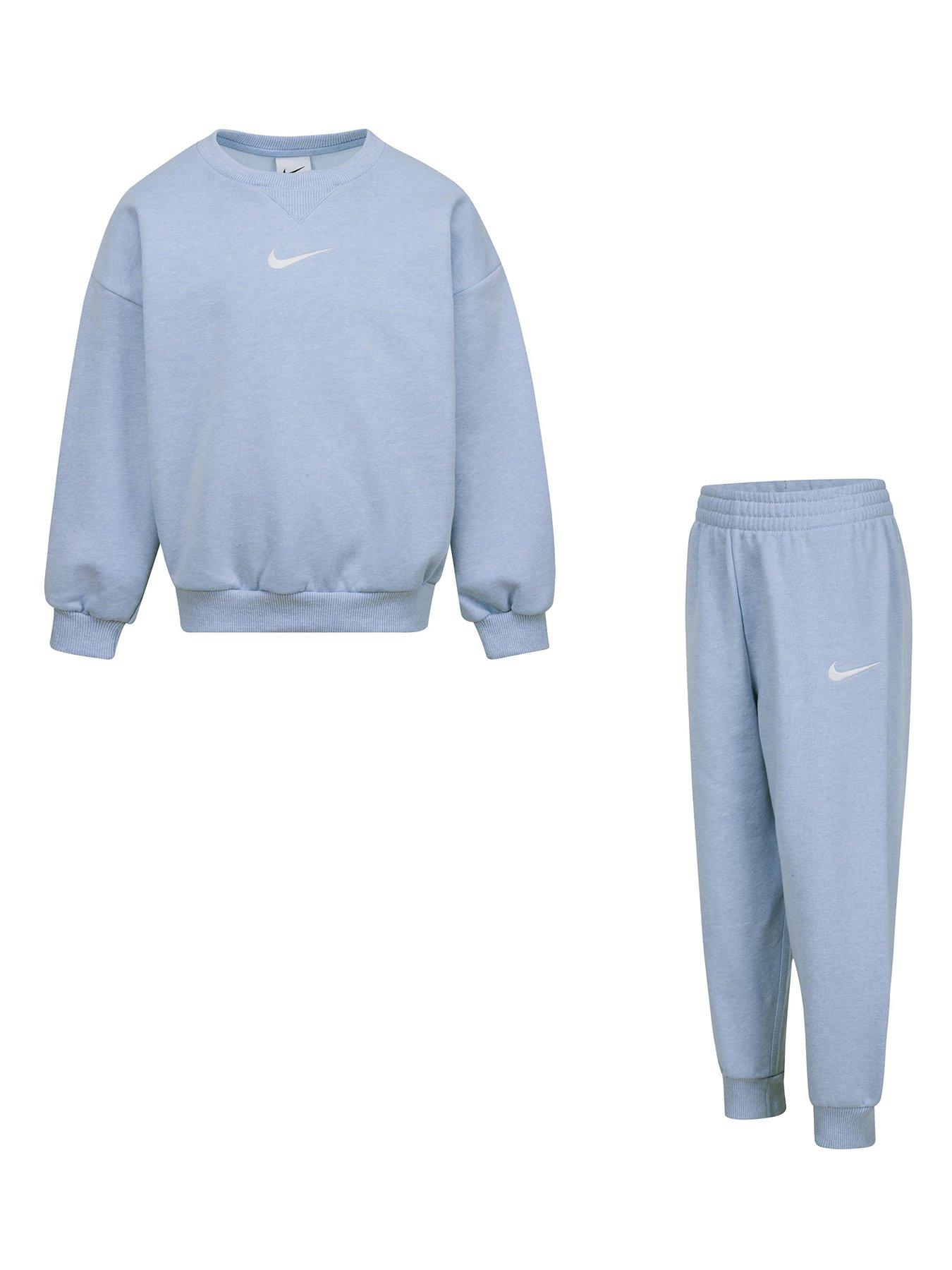 Nike Kids Essential Fleece Crew Tracksuit, Blue, Size 5-6 Years