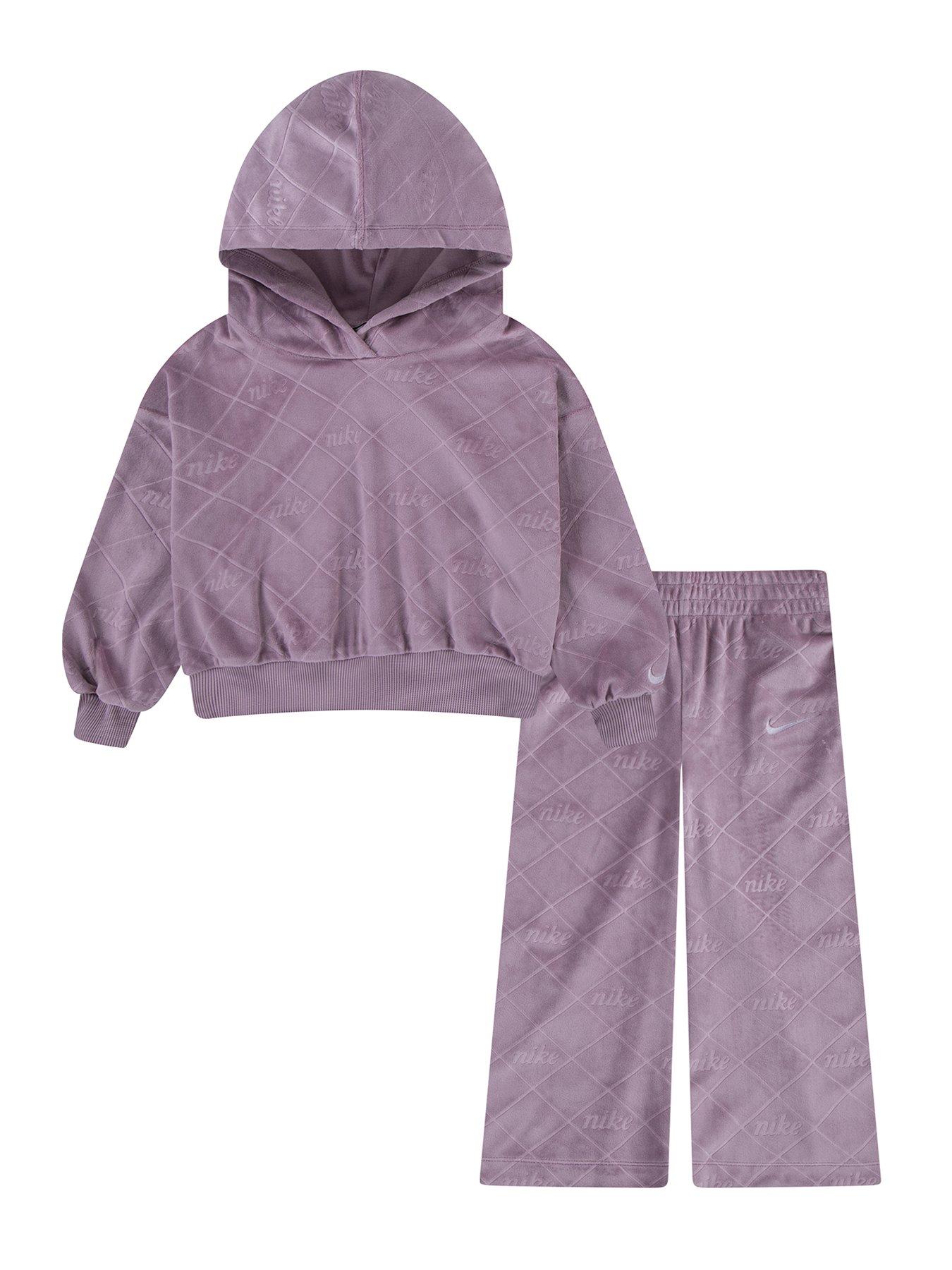 undefined Kids Girls Cozy All Over Print Monogram Tracksuit - Purple