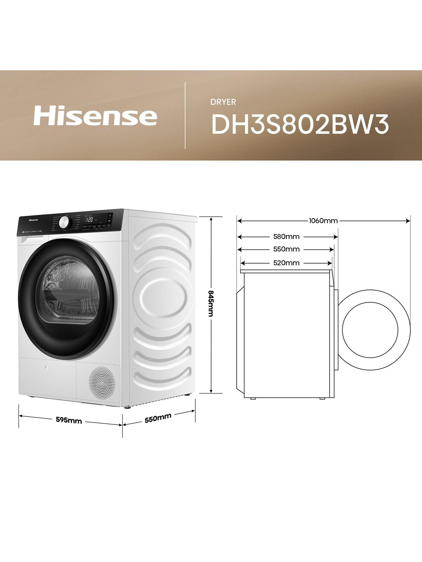 Image 5 of 7 of Hisense 3S Series DH3S802BW3 8kg Heat Pump Tumble Dryer - White