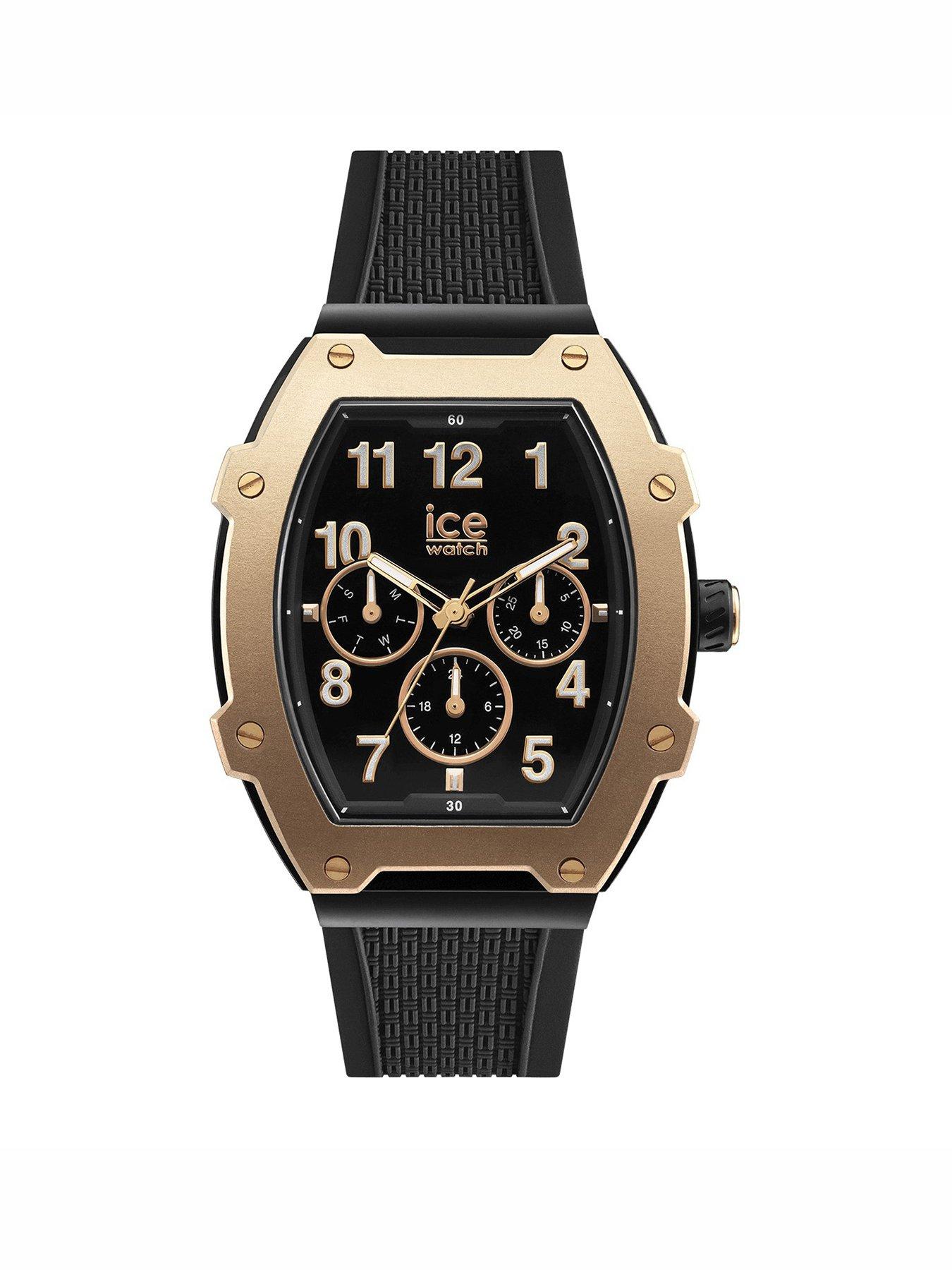 Ice-Watch Boliday Black/Rose Gold Silicone Strap Day Date Watch