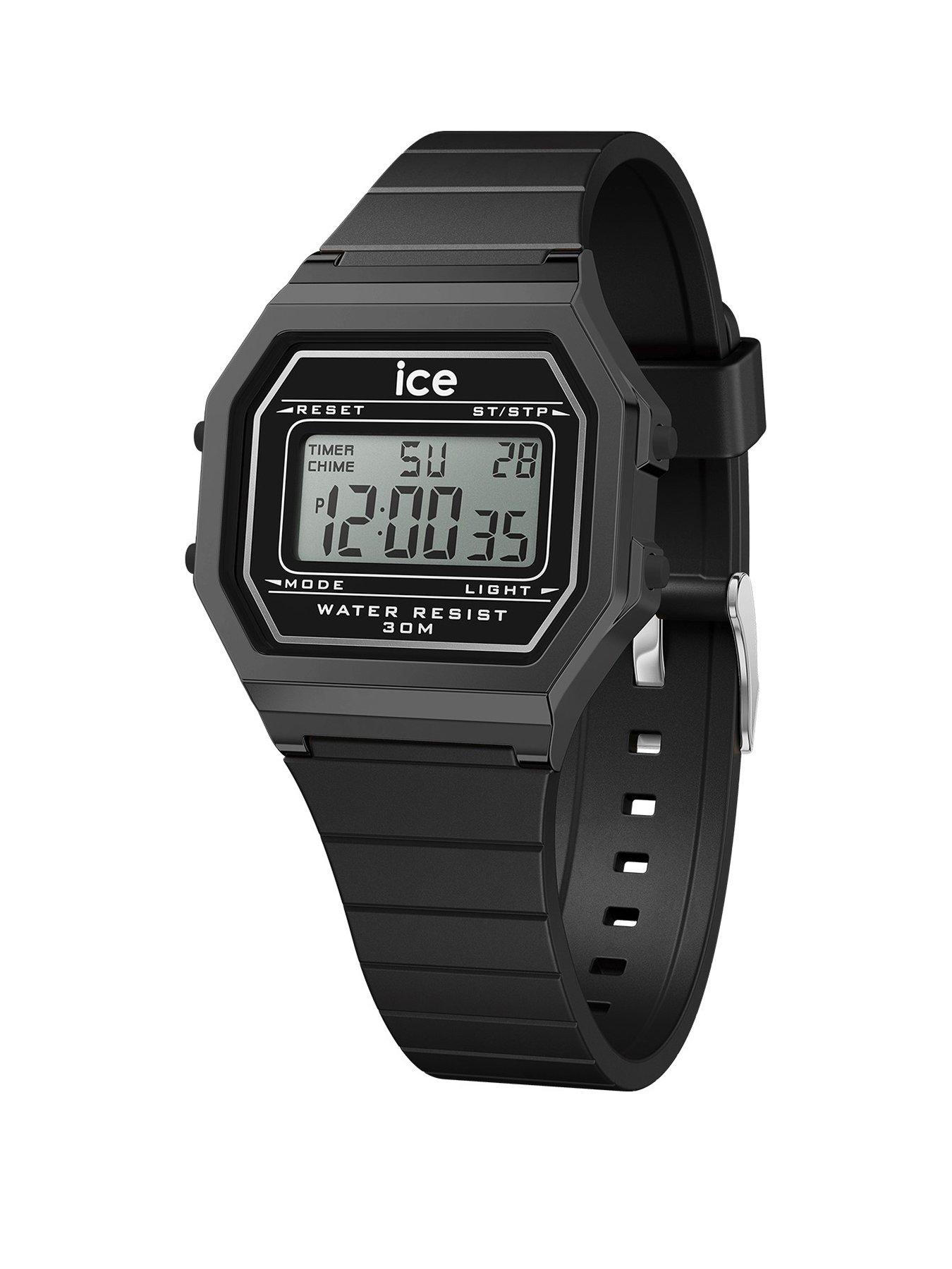 Product photograph of Ice-watch Retro Digi Black Silicone Strap 32mm Digital Watch from very.co.uk