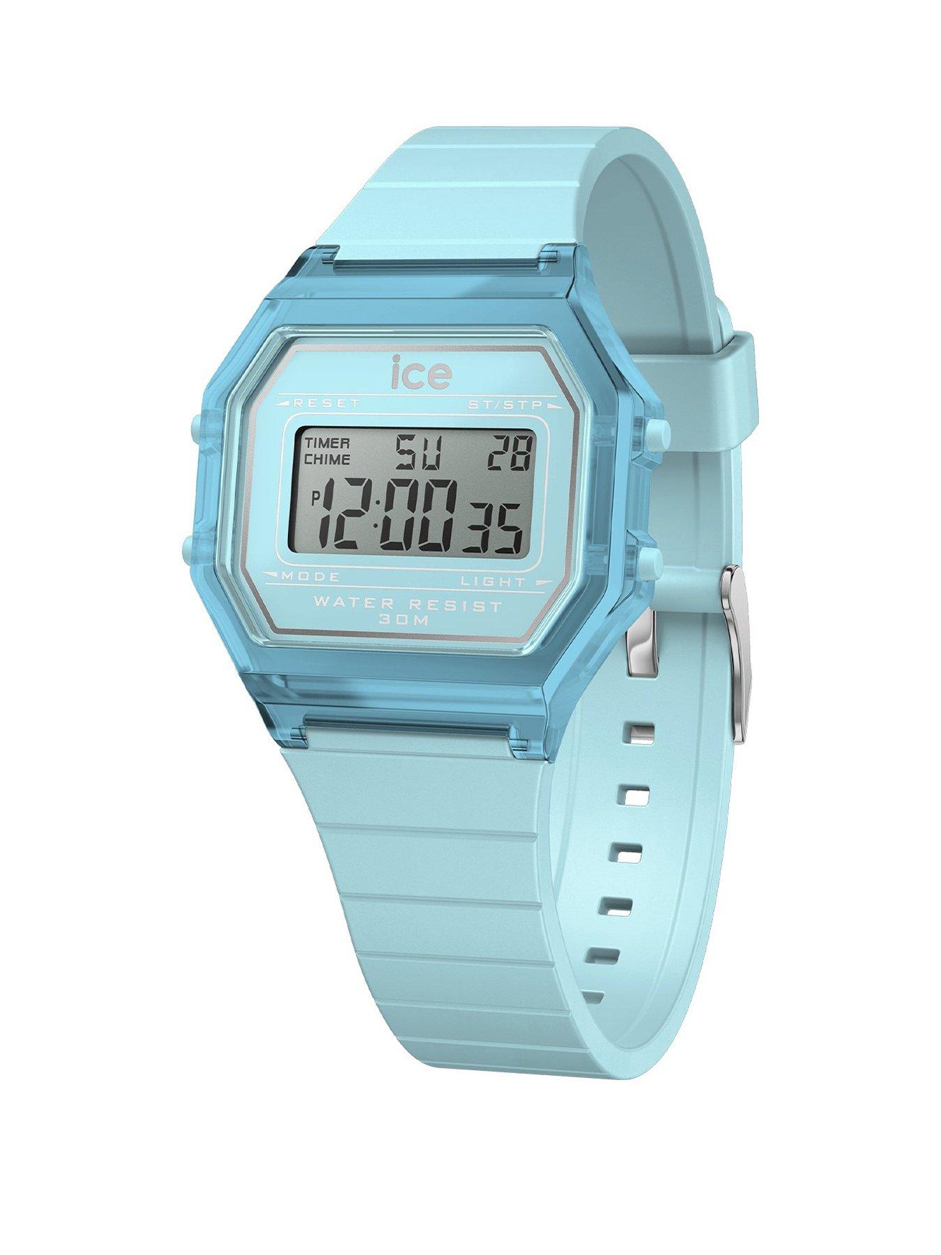 Product photograph of Ice-watch Retro Digi Sky Blue Silcone Strap 32mm Digital Watch from very.co.uk