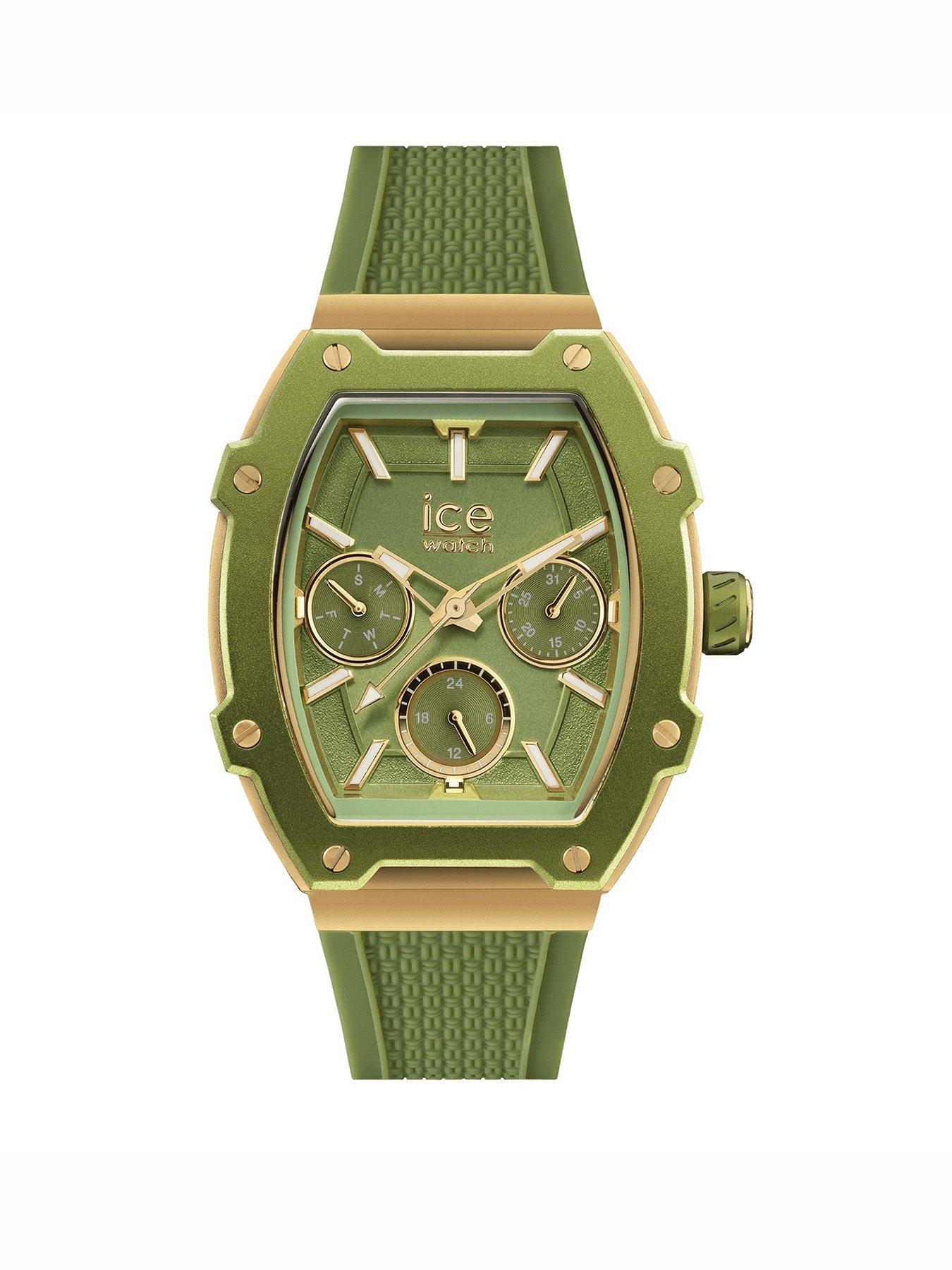 Image 1 of 7 of Ice-Watch Boliday Green Dial and Silicone Strap Day Date Watch