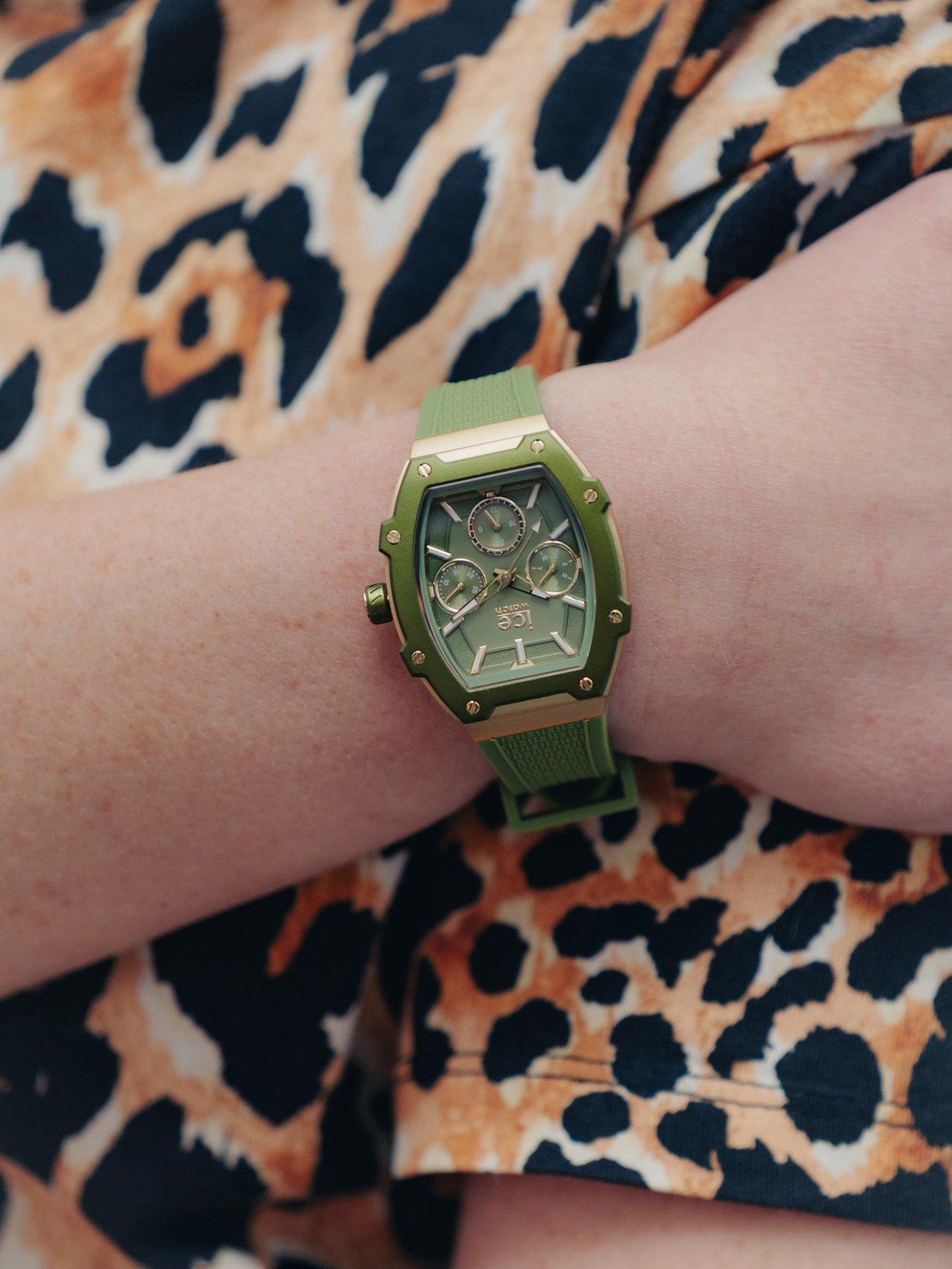 Image 3 of 7 of Ice-Watch Boliday Green Dial and Silicone Strap Day Date Watch