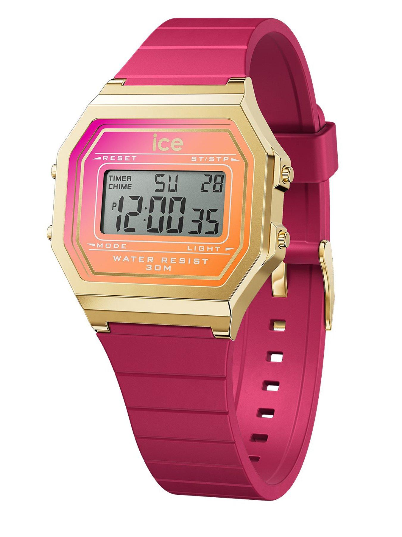 Image 3 of 4 of Ice-Watch Retro Digi Rainbow&nbsp;Pink Silcone Strap 32mm Digital Watch
