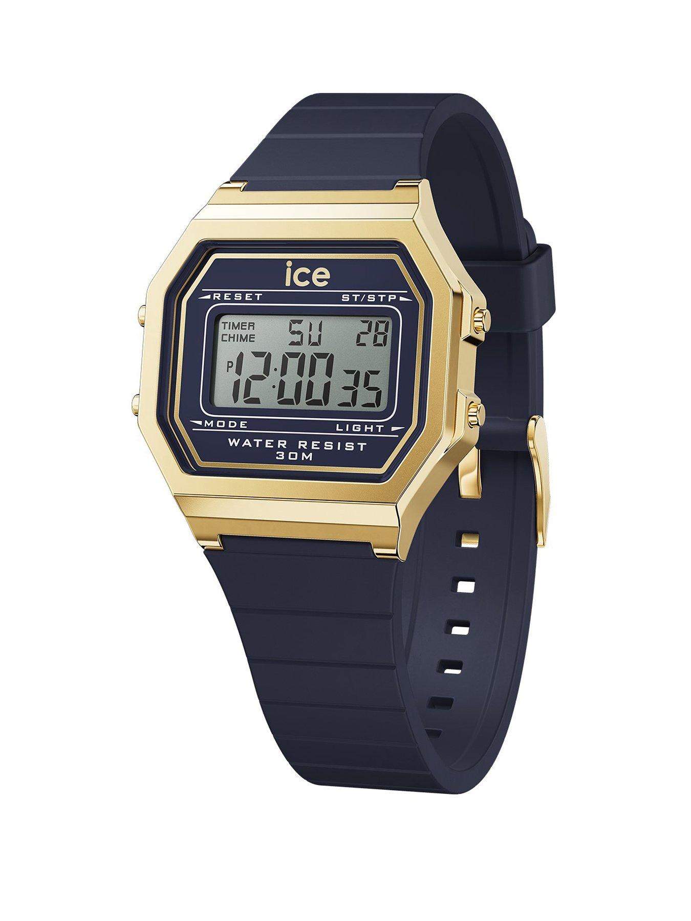 Image 1 of 6 of Ice-Watch retro Digi Twilight Blue Dial Twilight Blue Silcone Strap 32mm Digital Watch