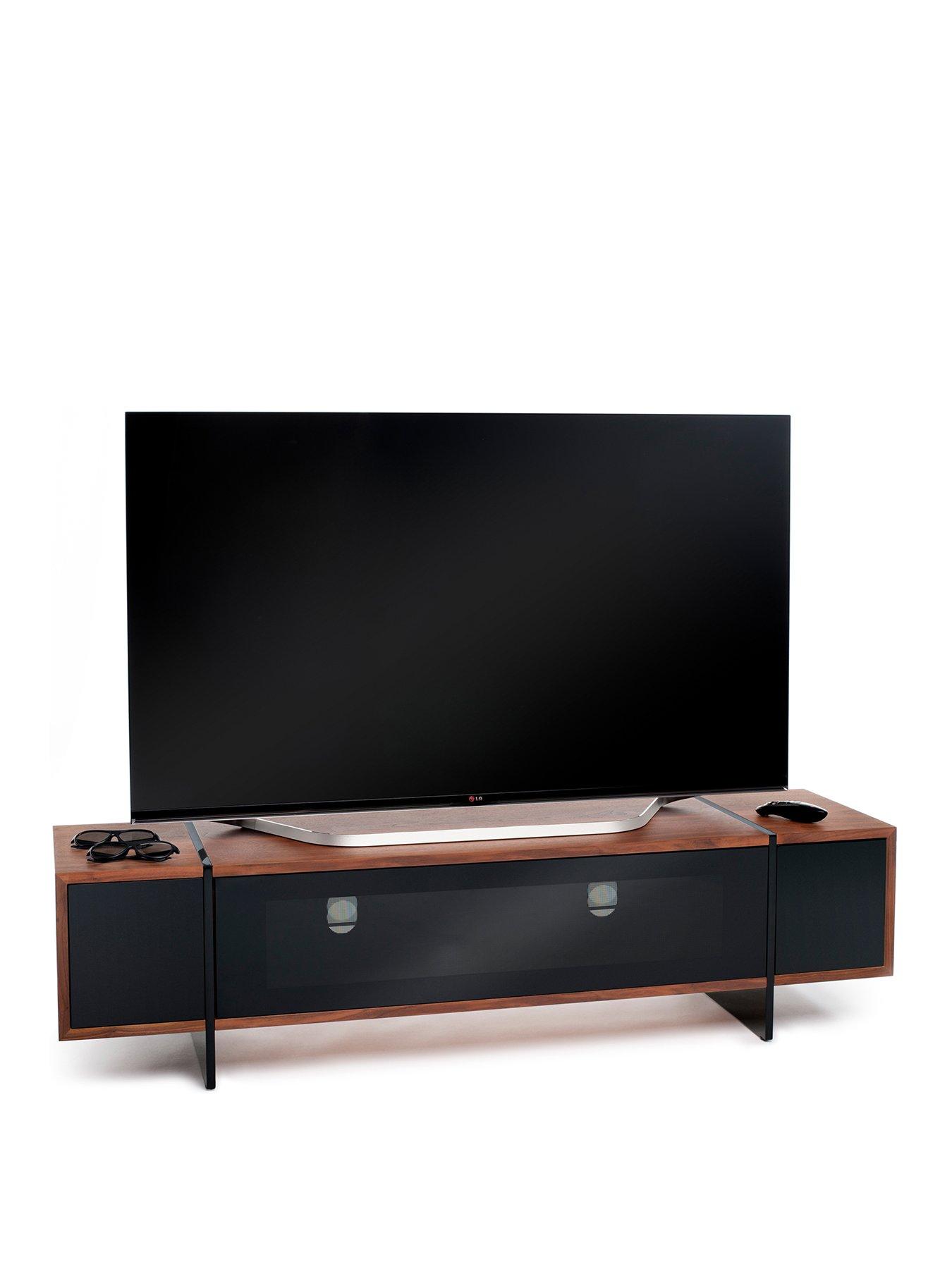 Image 2 of 4 of AVF Edge TV&nbsp;Stand with Drop Door - Walnut/Black - fits up to 80 inch TV