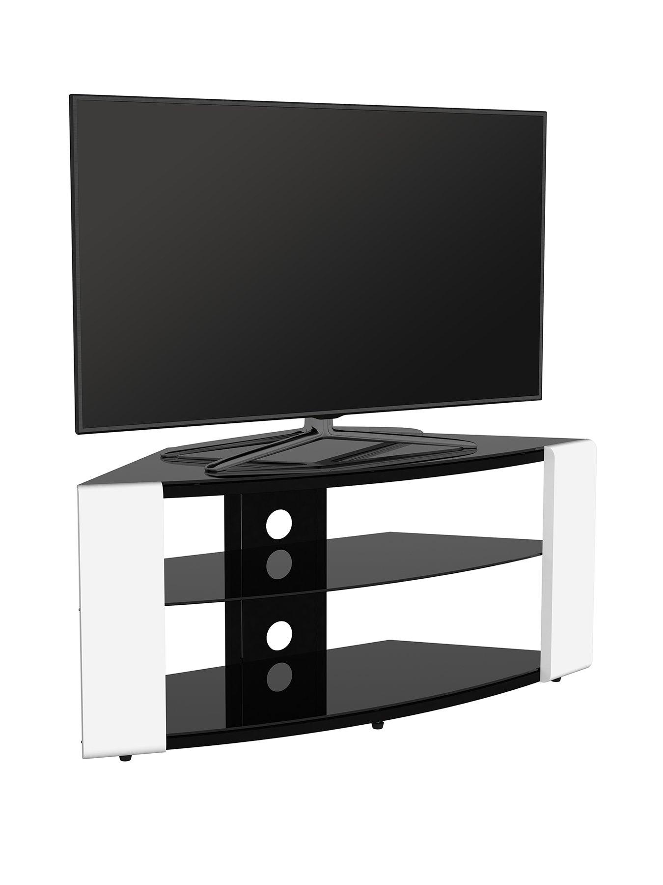 Image 3 of 7 of AVF Como Corner Combi Tv Stand - Gloss White / Black Glass