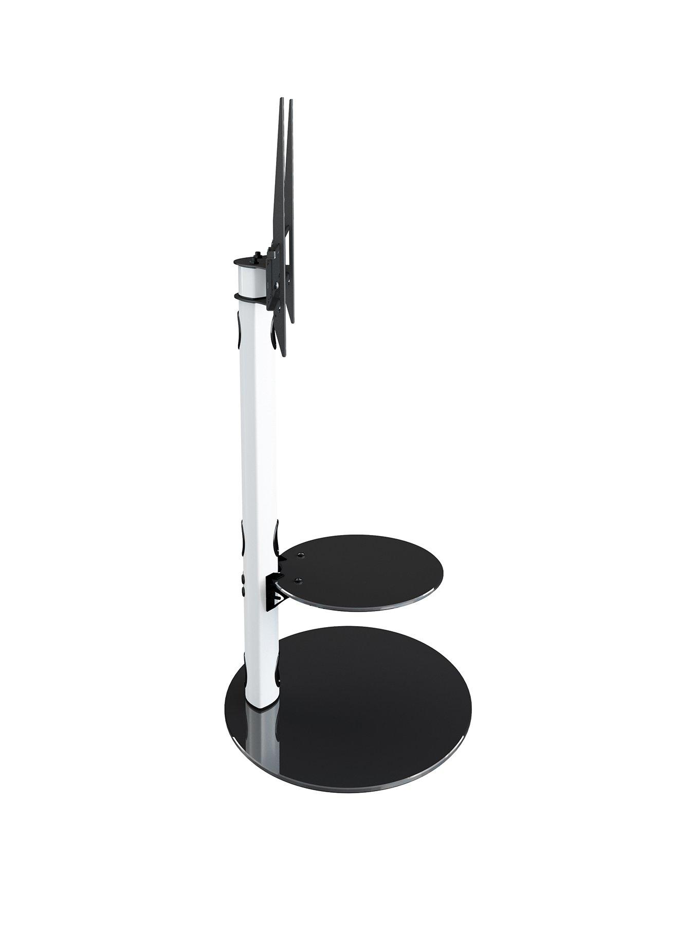 Image 3 of 5 of AVF Lugano Oval Pedestal Tv Stand And Tv Bracket - Satin White / Black Glass